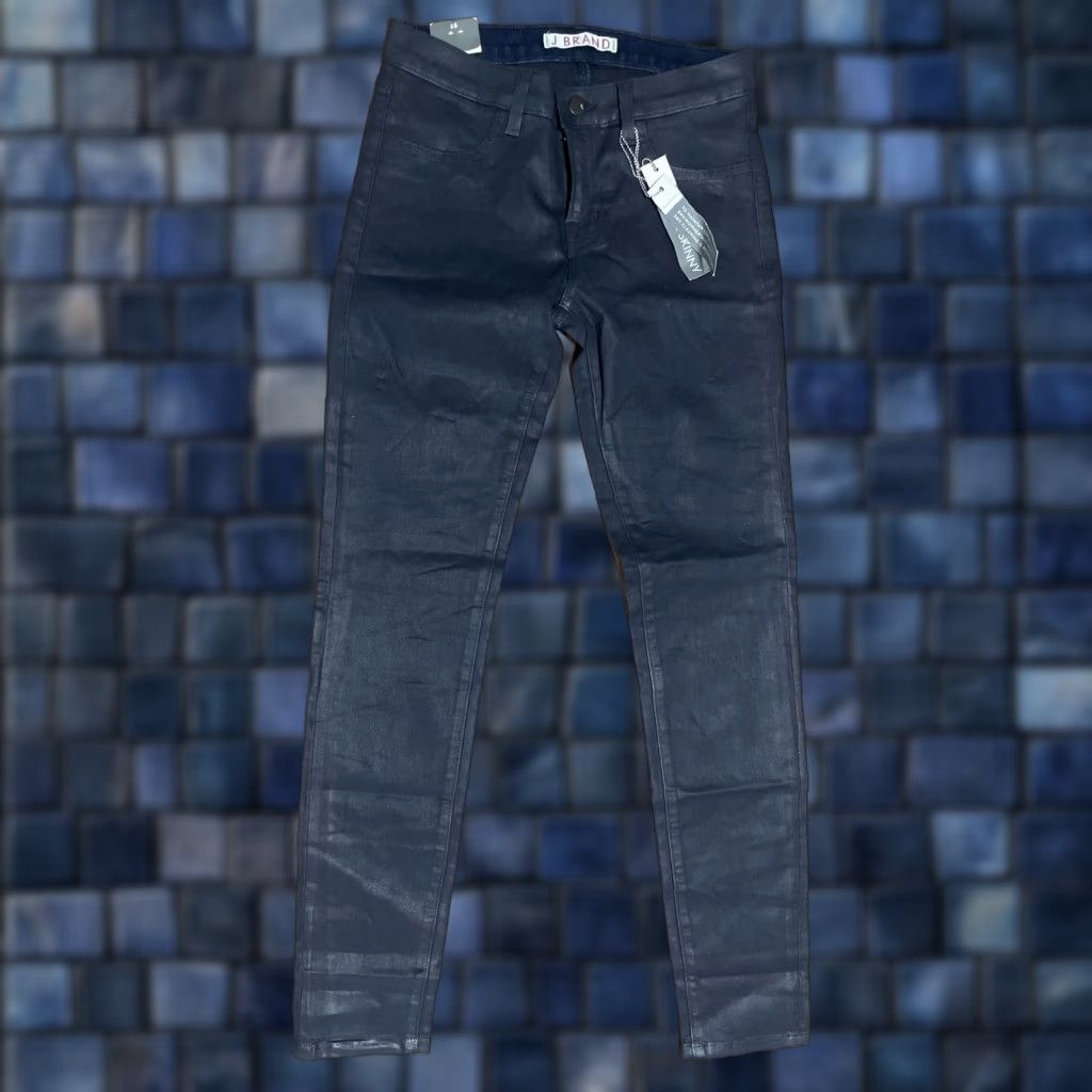 J Brand VINTAGE J BRAND Wax Coated Indigo Jeggings Low Rise Super Skinny Jeans 28x30 Blue Cotton Blend 28 Women Slim Jegging 30 Inseam Womens Jeans Size 28" / US 6 / IT 42 - 1 Thumbnail