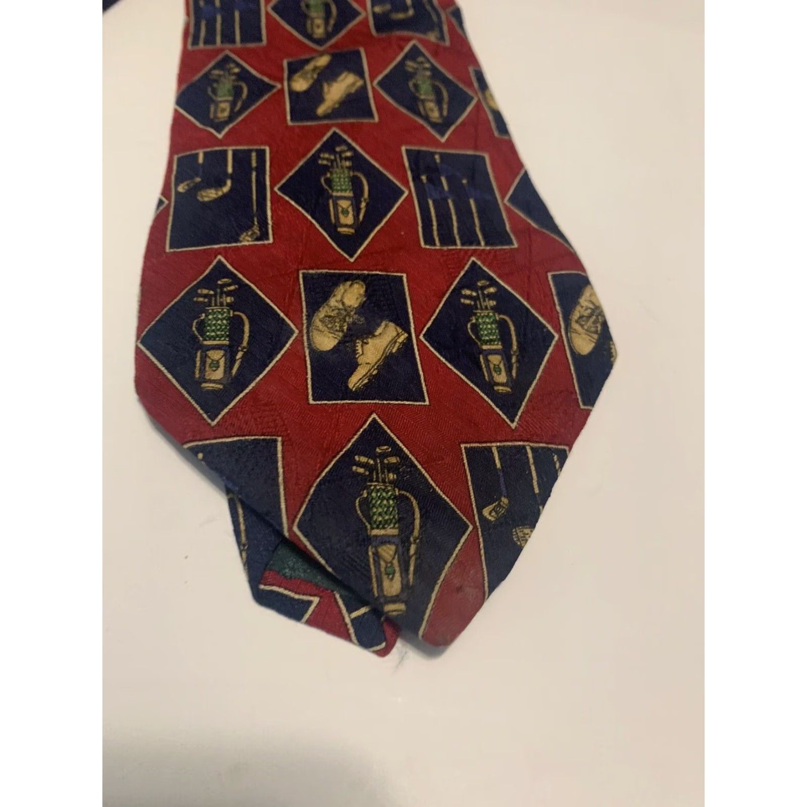 Tommy Hilfiger VINTAGE Tommy Hilfiger Red Silk Golf Tie Made in Italy Adjustable Mens Size ONE SIZE - 2 Thumbnail