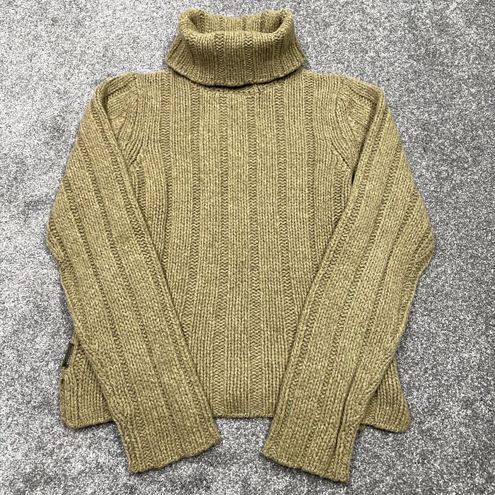 Abercrombie & Fitch Mens Sweater Size XLarge Lambs Wool Beige Ribbed Knit  Logo