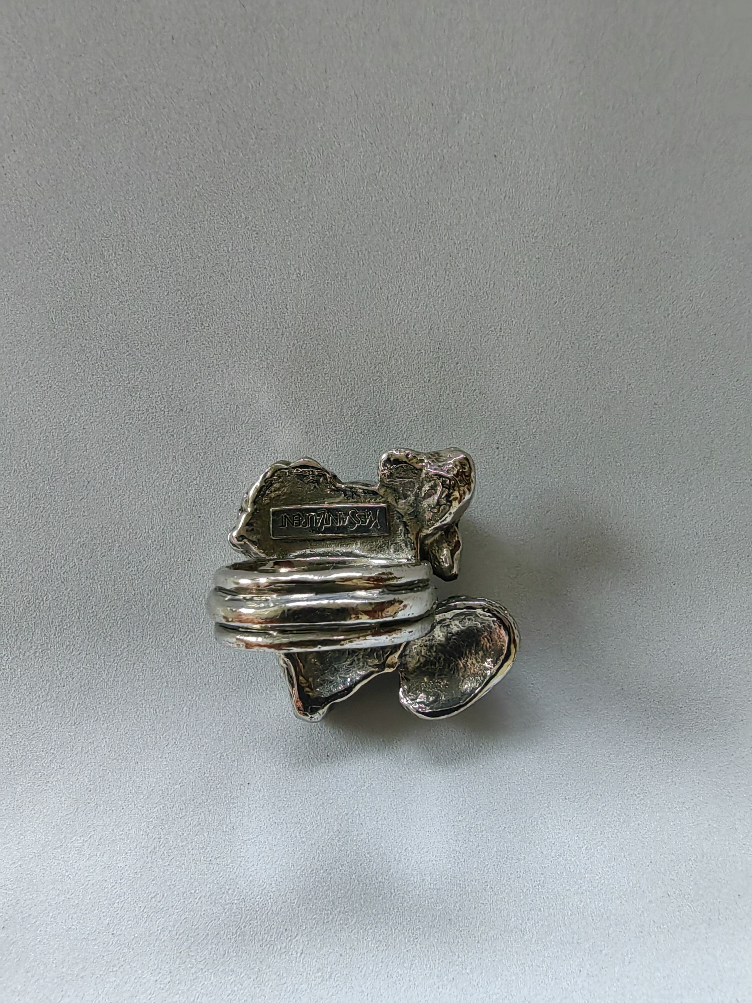 Yves Saint Laurent Authentic Saint Laurent Ring Crystal Stone Silver-tone Size ONE SIZE - 3 Thumbnail