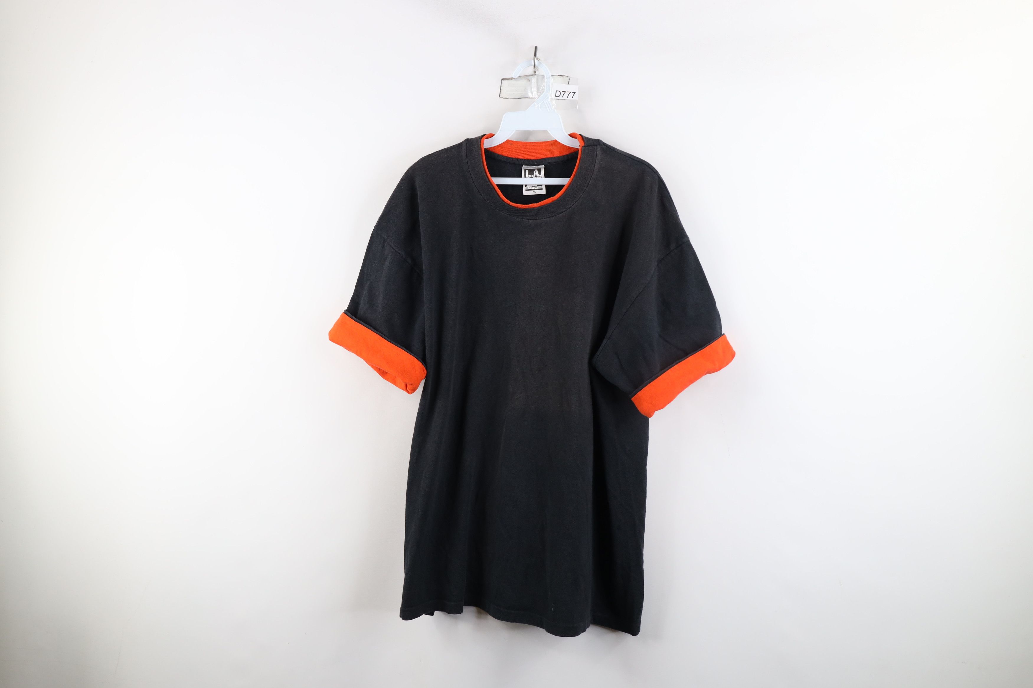Vintage Vintage 90s Streetwear Blank Heavy Layered T-Shirt Black USA Size US XL / EU 56 / 4 - 1 Thumbnail