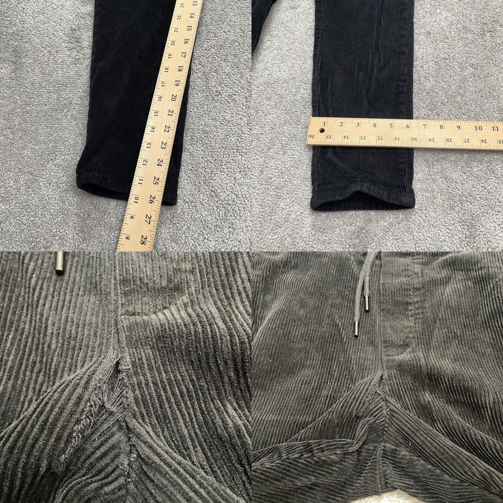 ONLY & SONS Only and Sons Corduroy Pants Mens 35x26 Black Straight Leg Organic Cotton Medium Size US 31 - 8 Thumbnail