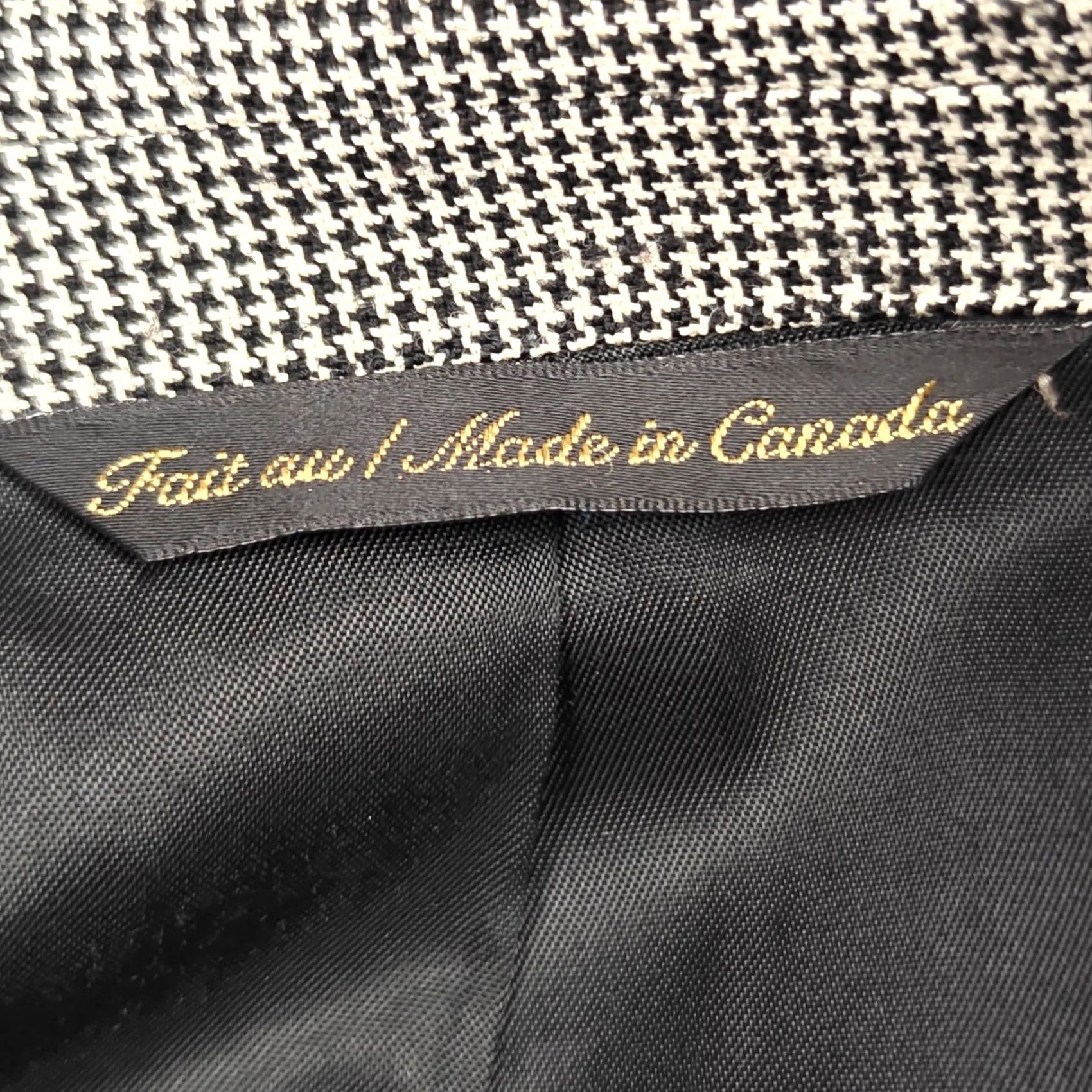 Jack Victor VINTAGE Jack Victor Blazer Mens 40S Beige Wool Houndstooth Tweed Sport Coat Loro Piana Size 40R - 6 Thumbnail