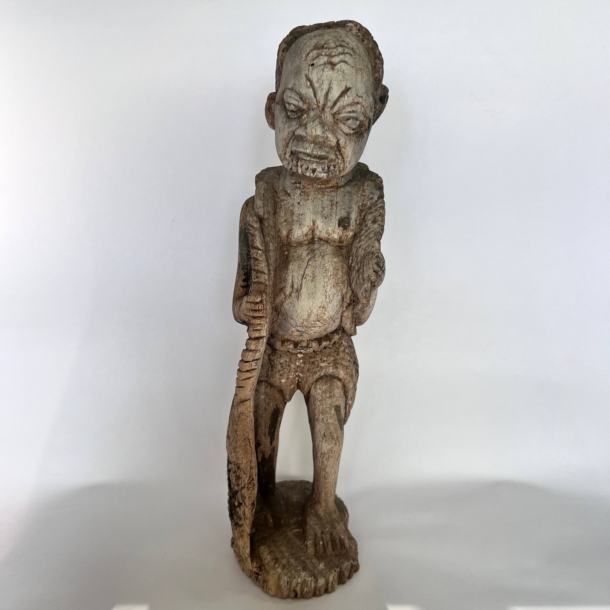 Vintage Vintage Hand-Carved African Tribal Man Wood Statue Figure Size ONE SIZE - 6 Thumbnail