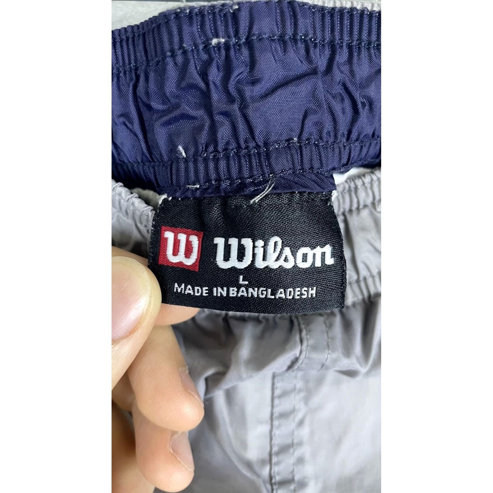 Wilson Wilson Mens Large Gray Track Pants Elastic Waist Pockets Lightweight Workout Running Tennis Pants Size US 33 - 3 Thumbnail