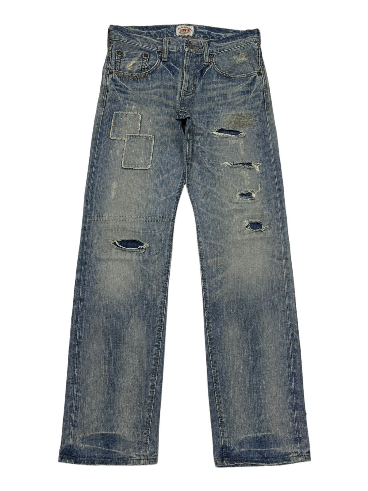 Kapital ❤️‍🔥EDWIN DISTRESS PATCHWORK KAPITAL STYLE DENIM JEANS Size US 31 - 1 Thumbnail