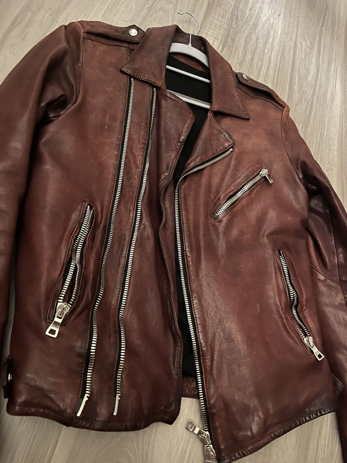 Balmain Balmain OxBlood Leather Rider Jacket Size US M / EU 48-50 / 2 - 3 Thumbnail