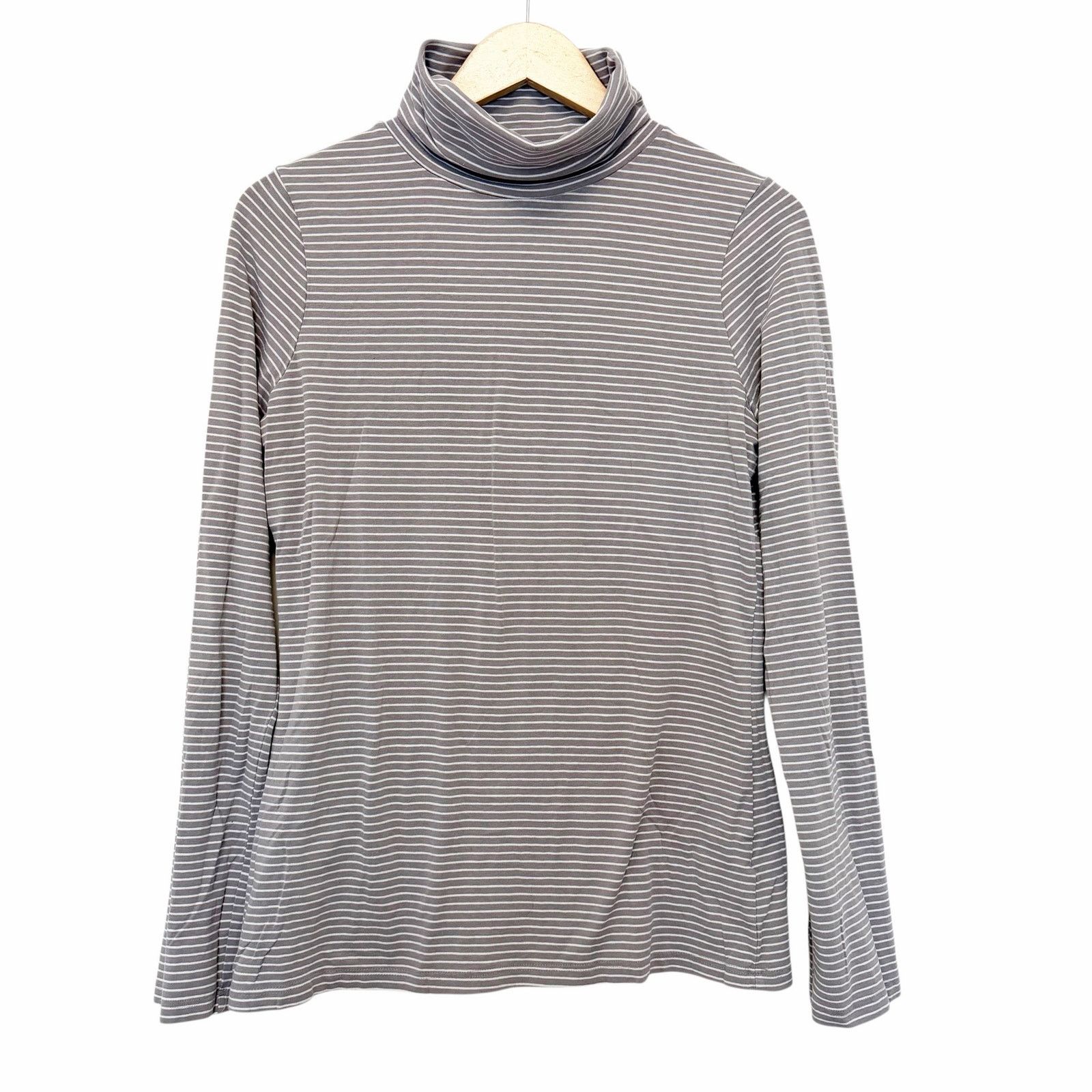 Other Garnet Hill Gray White Striped Turtleneck Sz M Size M / US 6-8 / IT 42-44 - 1 Thumbnail