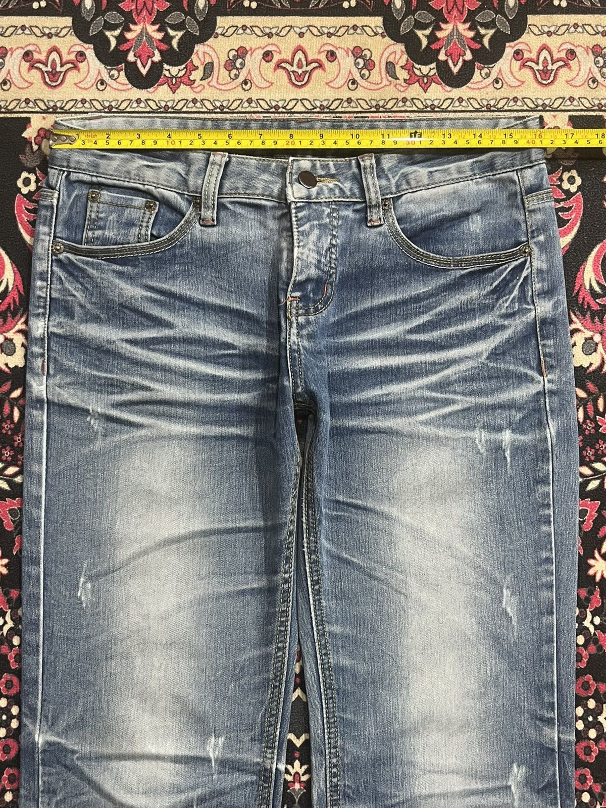 Tornado Mart ⚡️Flare⚡️Vintage Japanese Brand Ruby Denim Whisker Blue Jeans Size US 32 / EU 48 - 11 Thumbnail