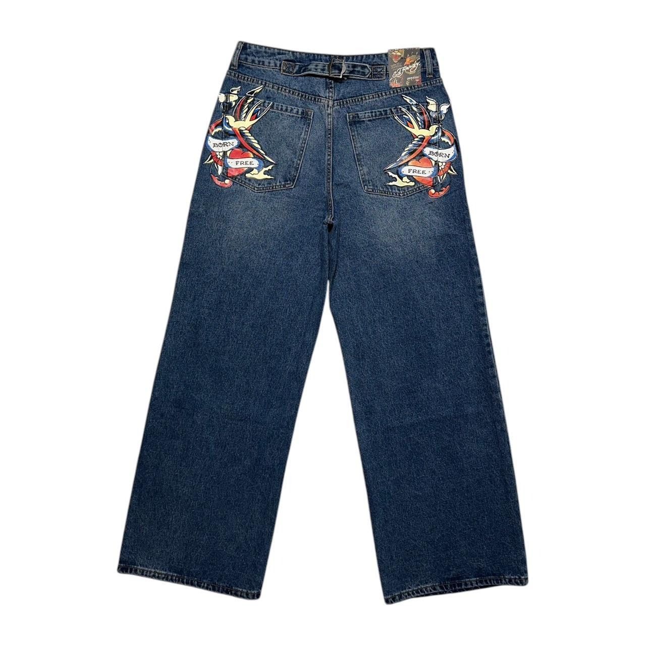 Ed Hardy × Vintage Ed Hardy Wide Leg Jeans Size 30" / US 8 / IT 44 - 1 Thumbnail