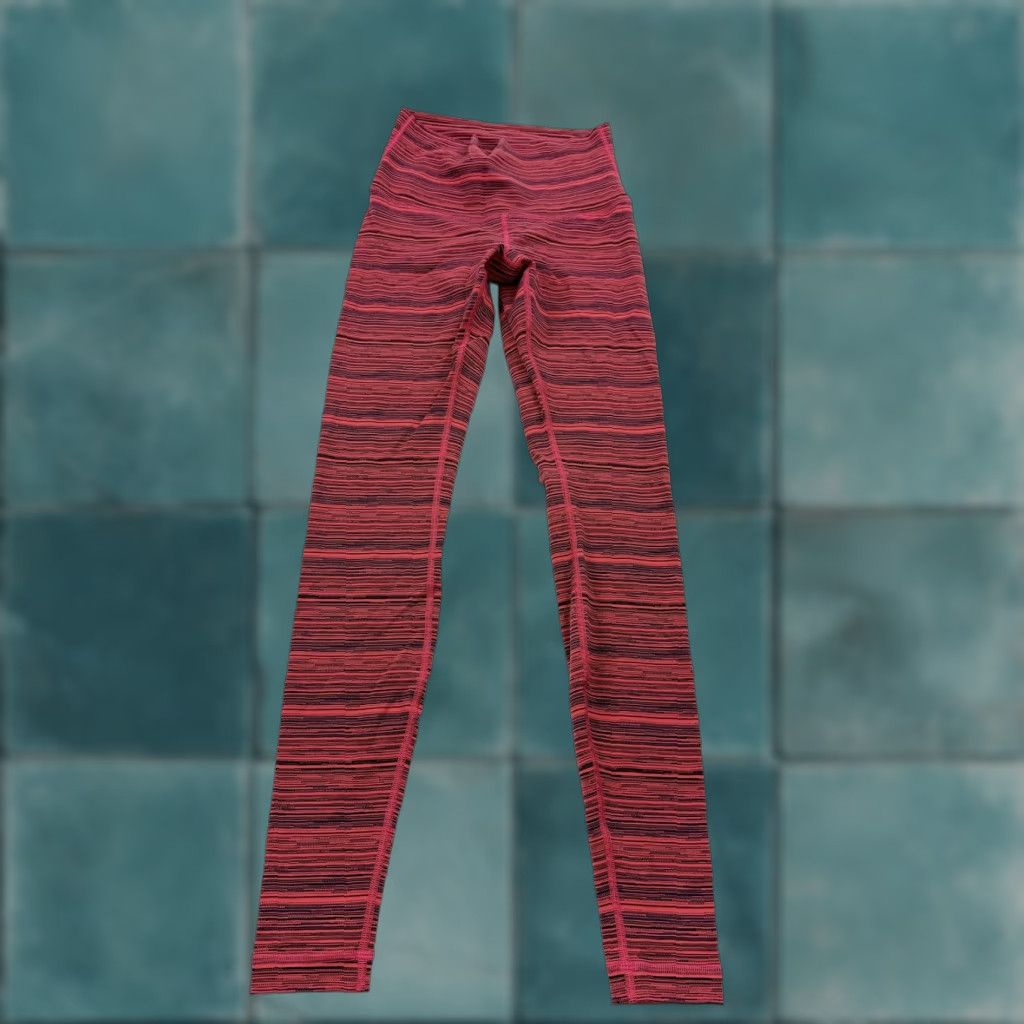 Lululemon Lululemon Pants Womens 6 Pink Red Stripe High Rise Yoga Athletic Full Length Pants Size 28" / US 6 / IT 42 - 1 Thumbnail