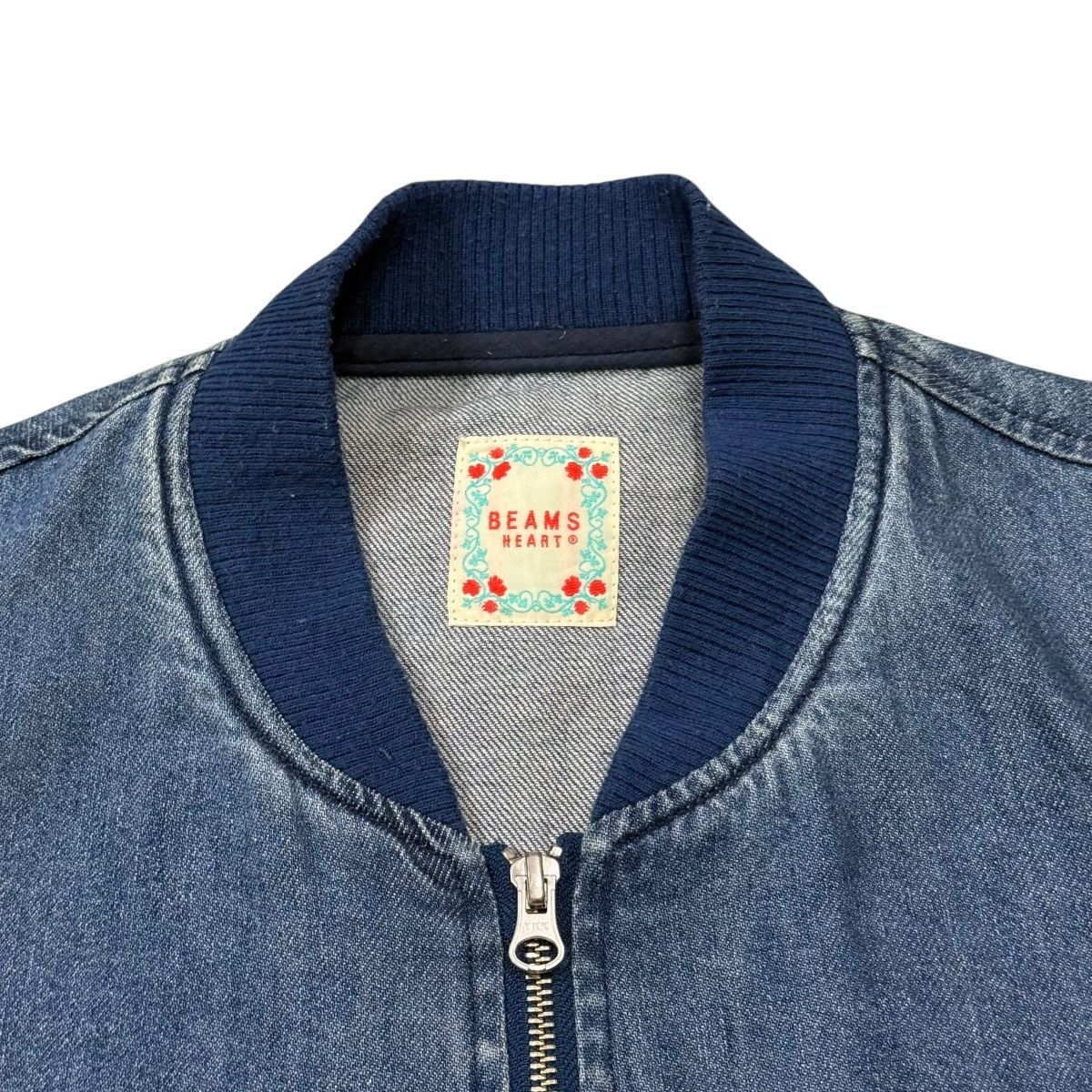 Beams Plus Vintage Beams Heart Zipper Denim Style Flight Bomber Jacket Size M / US 6-8 / IT 42-44 - 10 Thumbnail