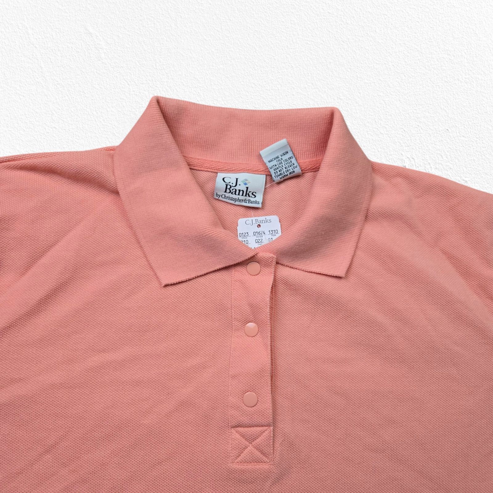 Vintage Y2K Salmon Pink Short Sleeve Polo Shirt Size 14W Size XL / US 12-14 / IT 48-50 - 2 Thumbnail