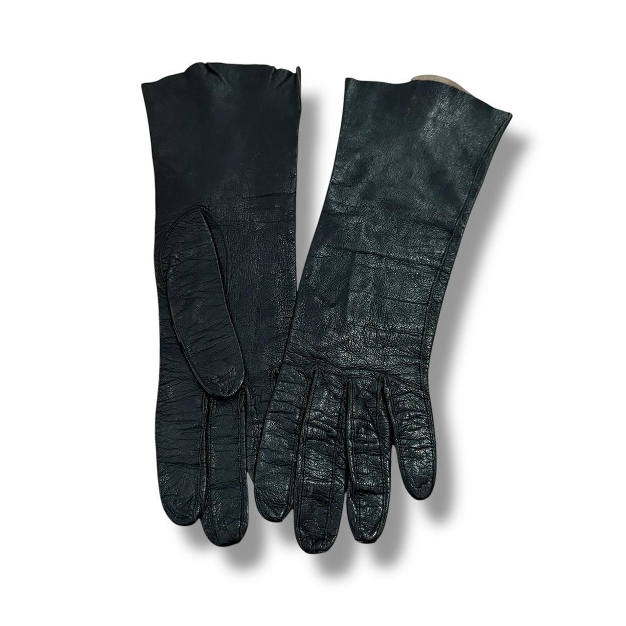 Designer Women's Vintage Black Leather Gloves Size ONE SIZE - 1 Thumbnail