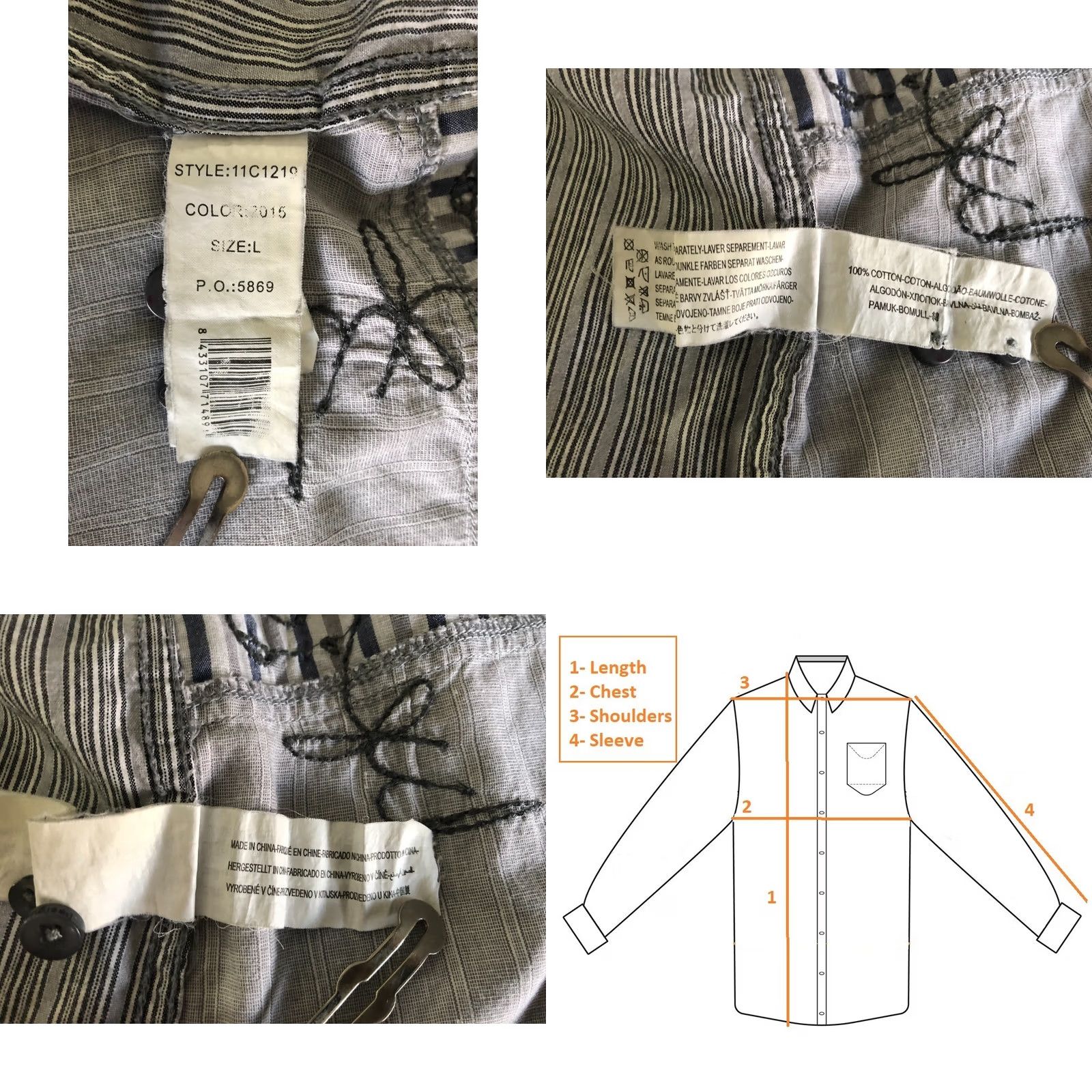 Desigual Desigual Shirt Size L Gray Cotton Striped Men's Size US L / EU 52-54 / 3 - 9 Thumbnail