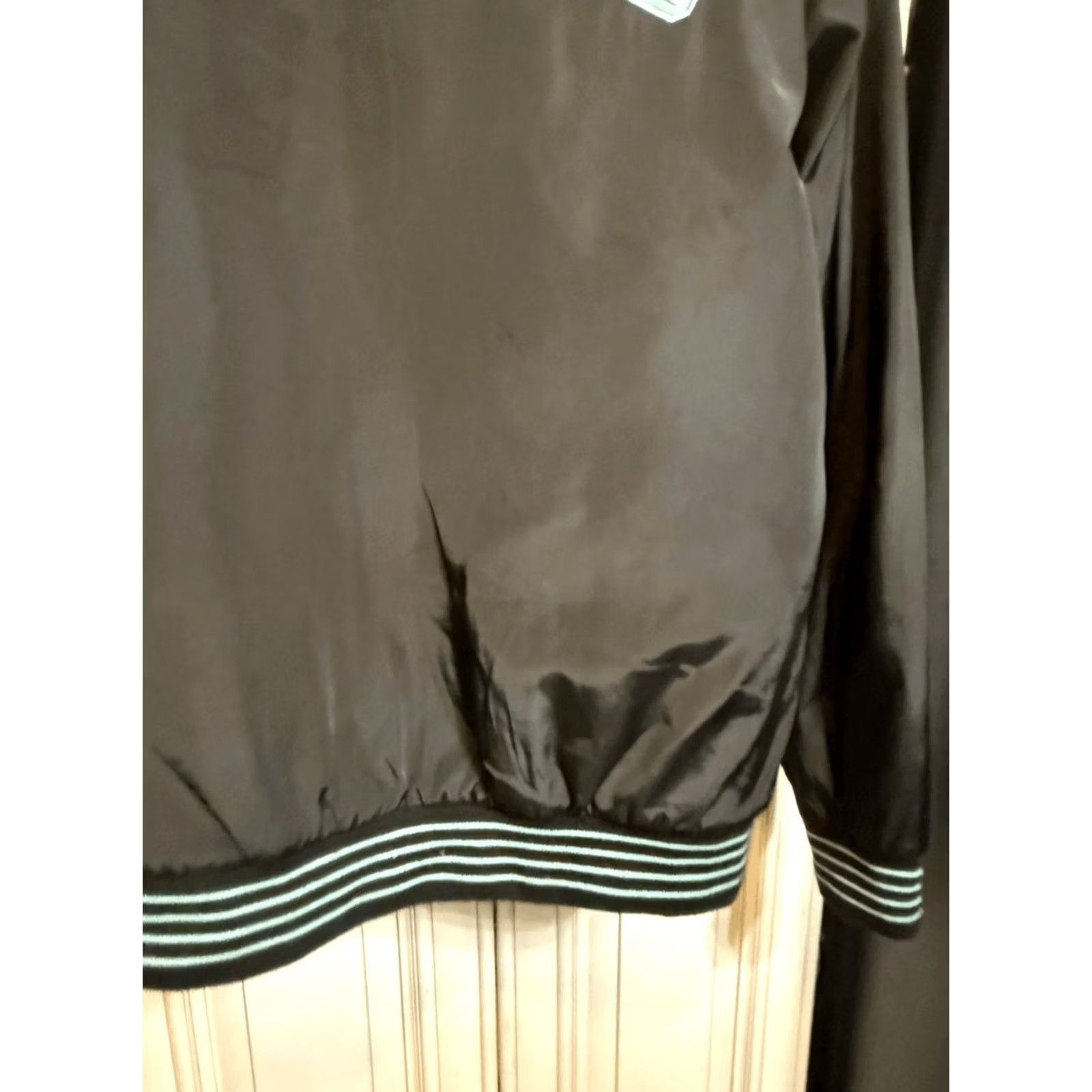 Vintage Diamond Men's Varsity Jacket Shirt Jacket Stripe Snap Button Quilted Lined Black Green Medium Size US M / EU 48-50 / 2 - 2 Thumbnail