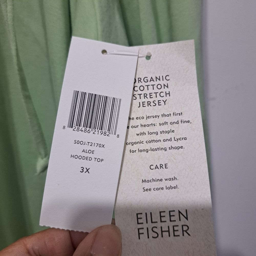Eileen Fisher Eileen Fisher Organic Cotton Stretch Jersey 1/4 Zip Hooded Top Sweater Aloe 3X Size 4XL / US 24-26 - 6 Thumbnail