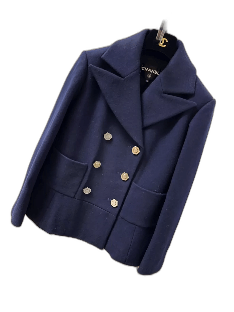 Chanel Chanel Double-Breasted Wool Blazer in Navy Size S / US 4 / IT 40 - 1 Thumbnail