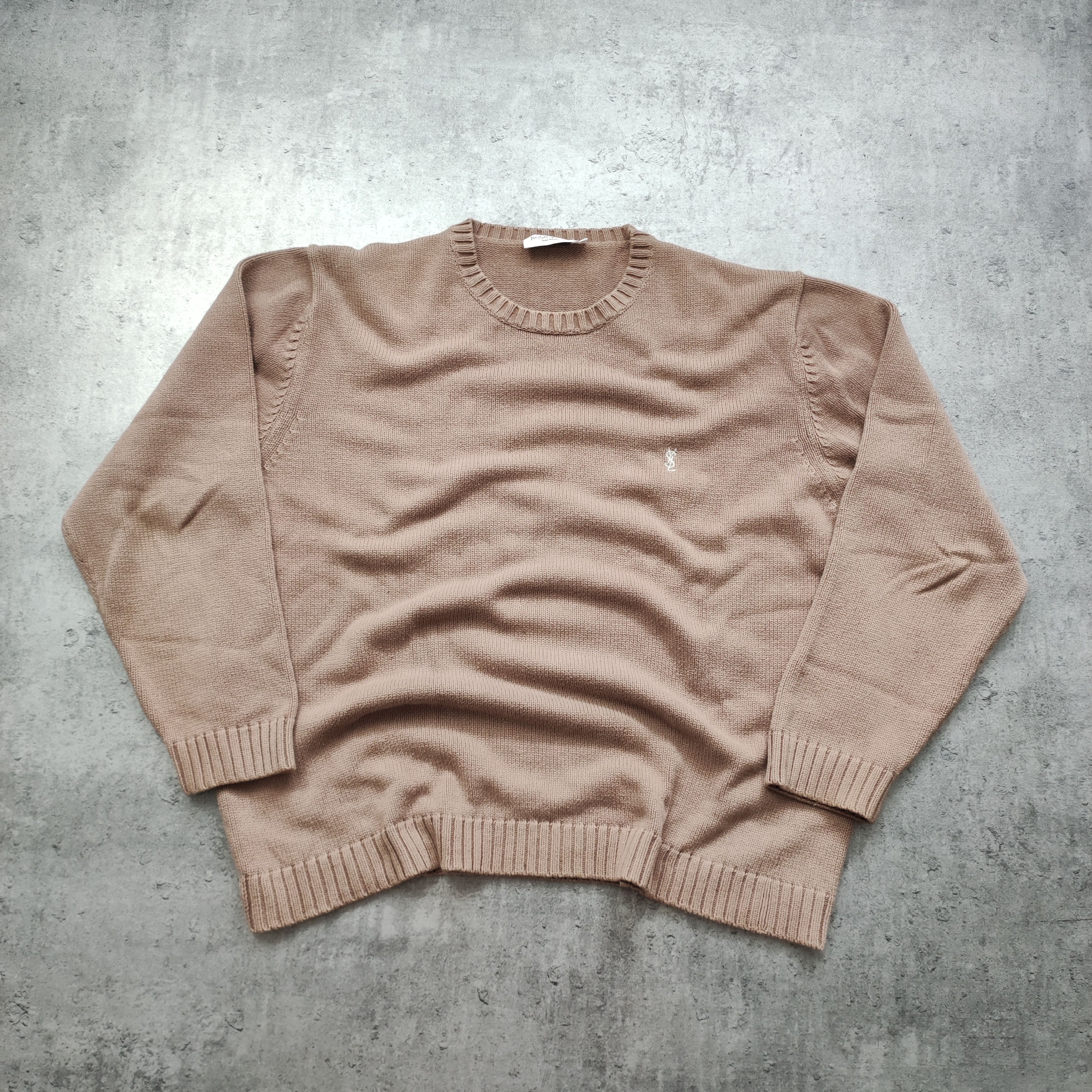 Yves Saint Laurent YSL Yves Saint Laurent Classic Beige Pique Logo Sweater Size US XL / EU 56 / 4 - 2 Thumbnail