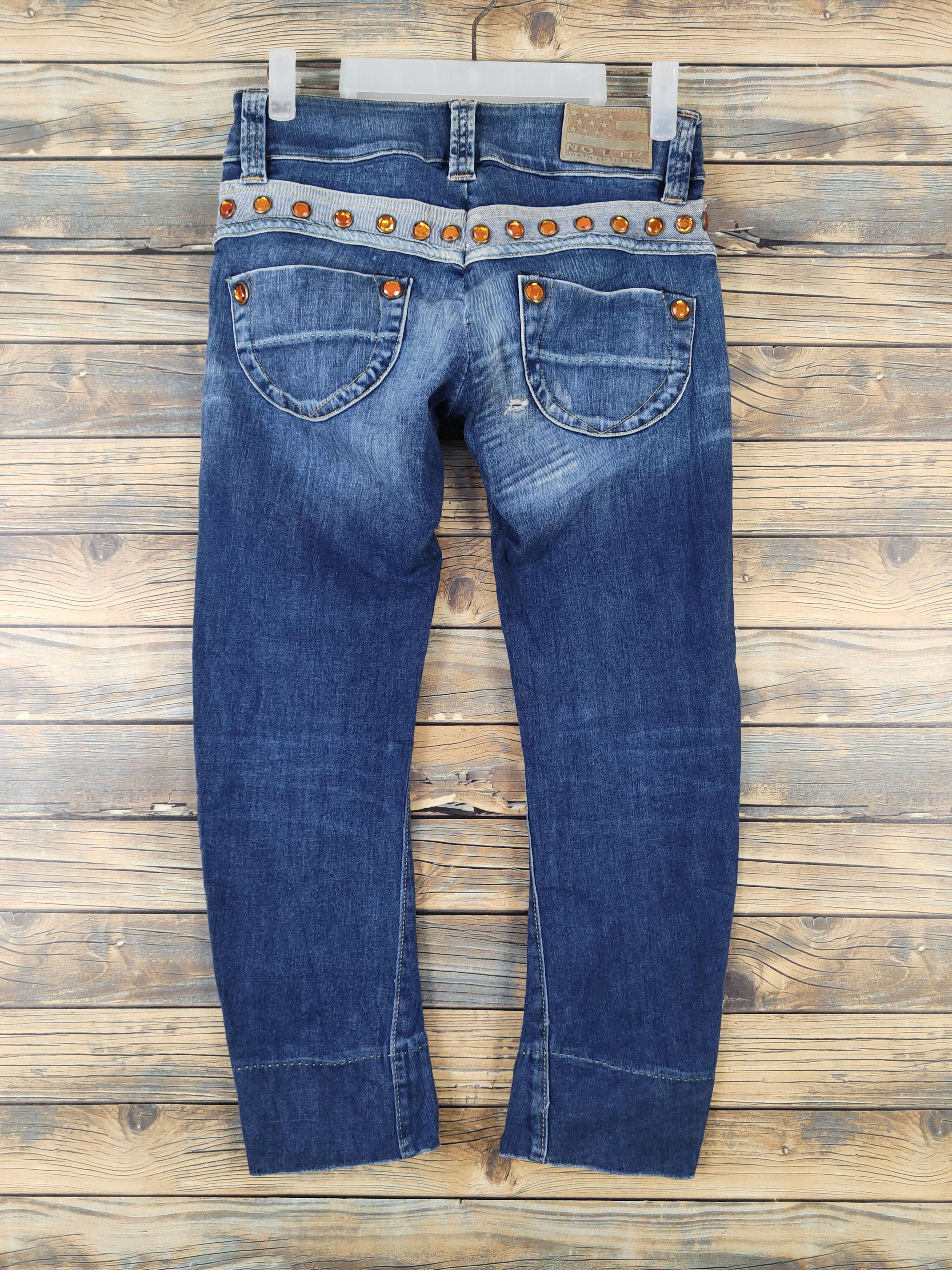 Vintage No Lita Italy Blue Distressed Ripped Jeans #W1949 Size 28" / US 6 / IT 42 - 7 Thumbnail