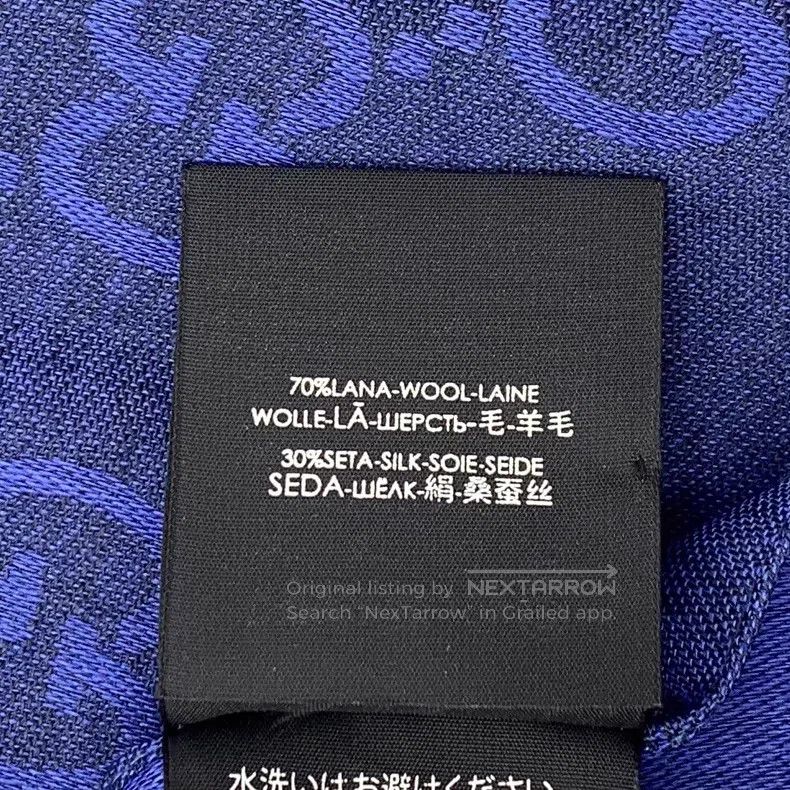 Gucci Gucci Dark blue logo jacquard printed wool tassel scarf Size ONE SIZE - 9 Thumbnail