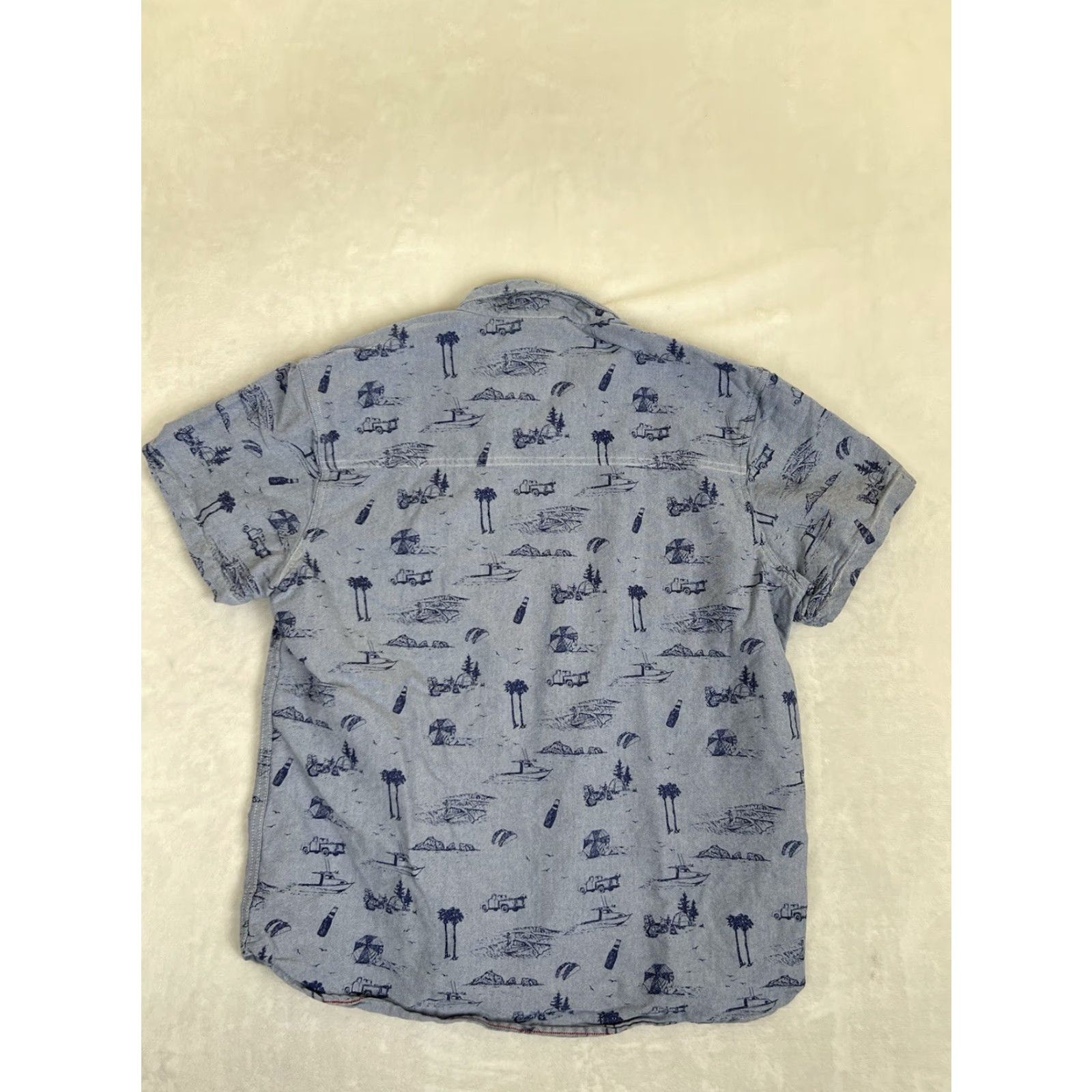 Vintage Iron And Resin Wave Pattern Hawaiian Shirt Medium Button-Up Short Sleeve Size US M / EU 48-50 / 2 - 6 Thumbnail