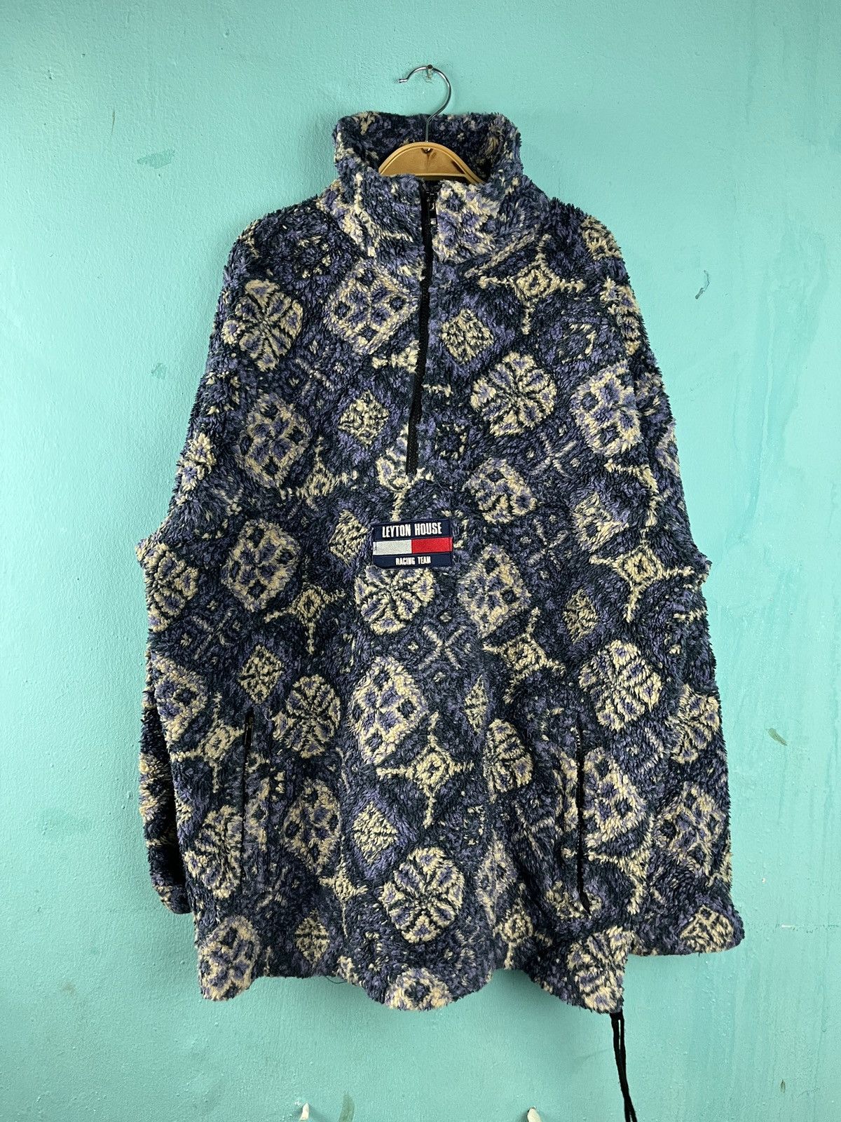Vintage Vintage LEYTON HOUSE Racing Team Fleece Native Half Zip Size US XL / EU 56 / 4 - 1 Thumbnail