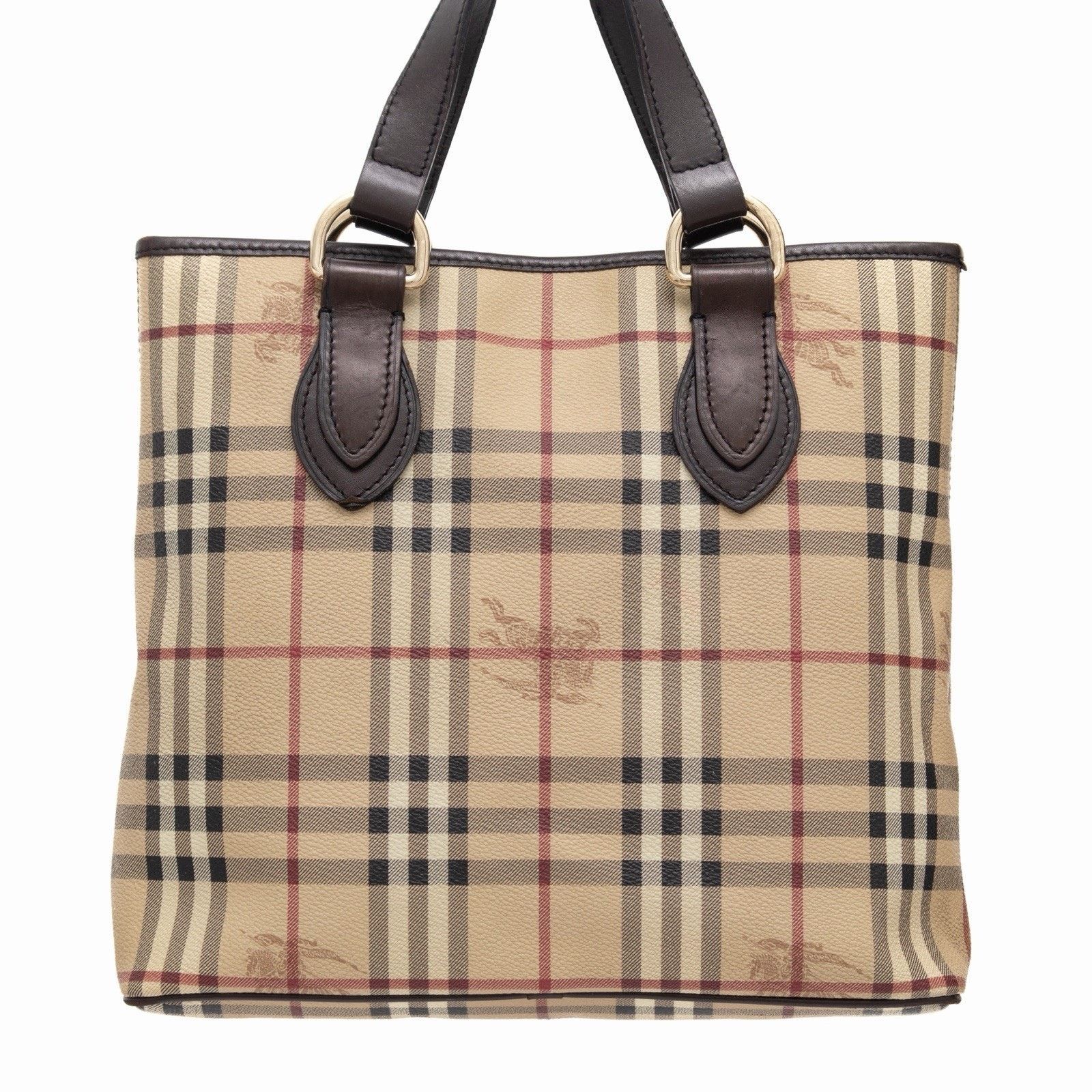 Burberry Burberry Leather Trimmed Haymarket Nova Check Tote Bag Size ONE SIZE - 2 Thumbnail