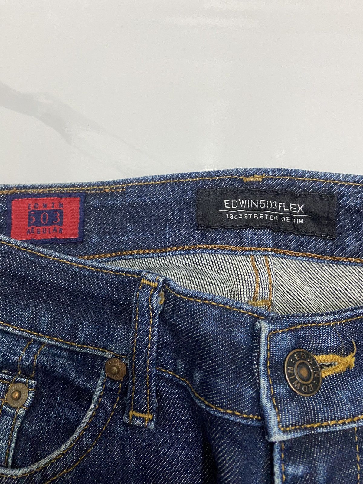 Edwin EDWIN 13oz 503 FLEX DISTRESSED DENIM JEANS JAPAN Size US 30 / EU 46 - 8 Thumbnail