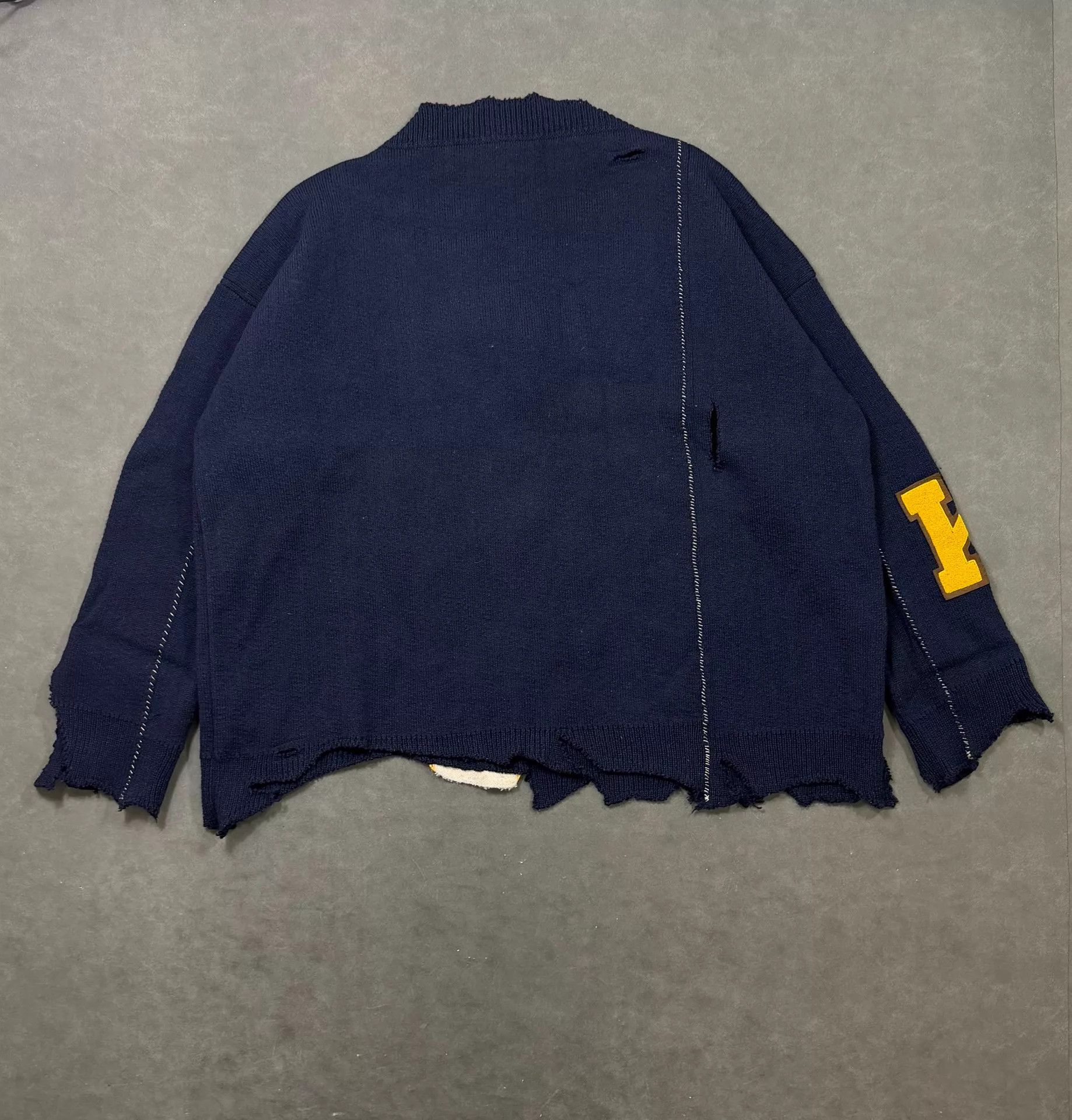 Raf Simons Raf Simons 16AW Destroyed Over-Knit Sweater Navy One Size Size US S / EU 44-46 / 1 - 4 Thumbnail