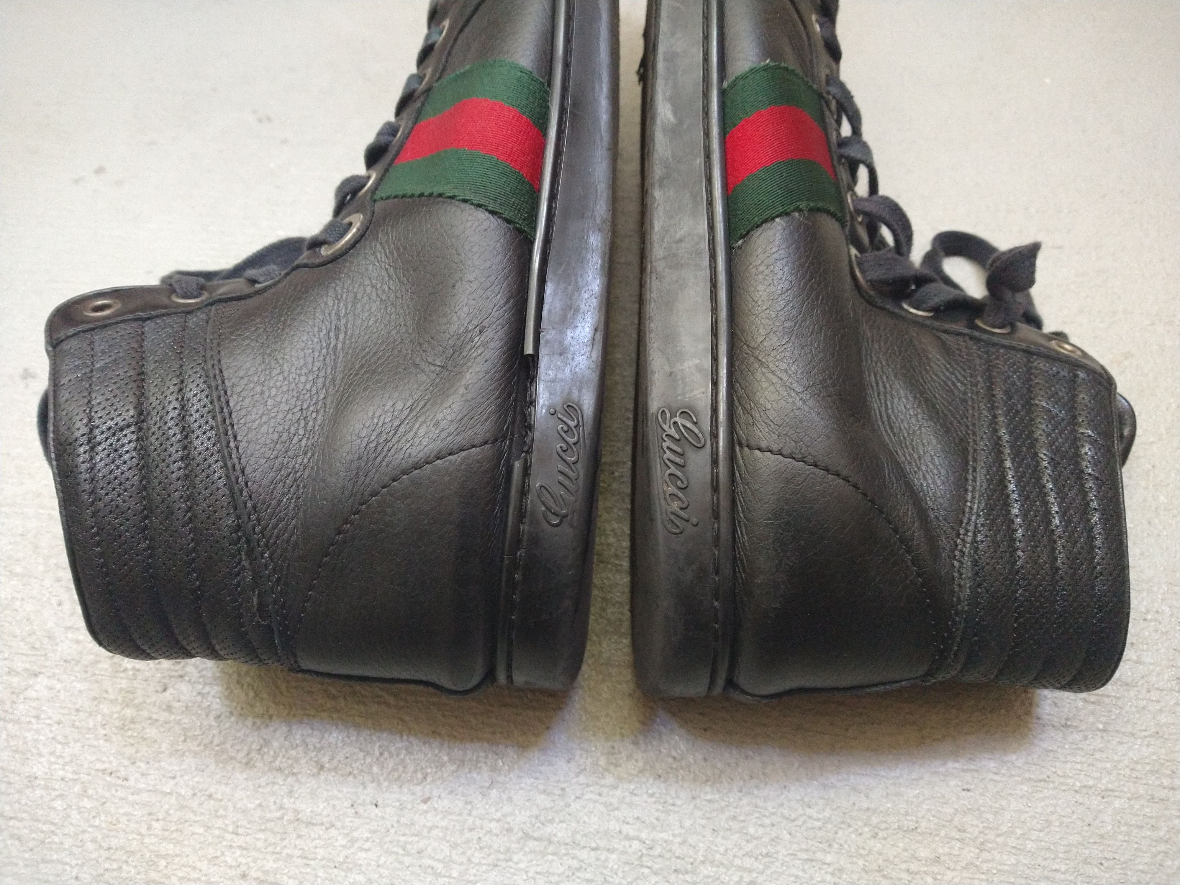 Gucci Gucci High Top Sneakers Black Leather Size 9.5 Lace Up Size US 9.5 / EU 42-43 - 13 Thumbnail