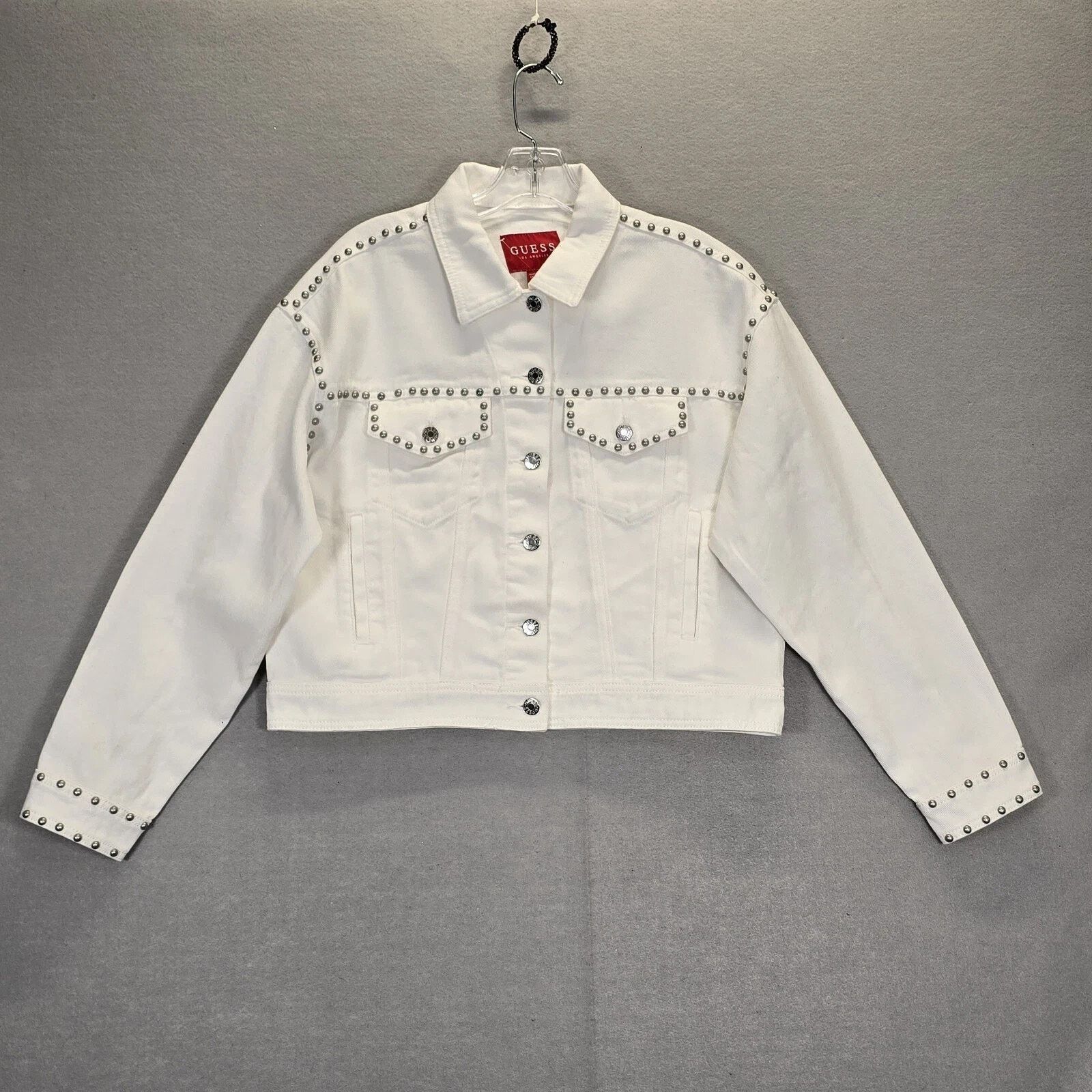 Guess GUESS CARA FLORAL STUDDED WHITE DENIM TRUCKER JEAN JACKET M Size M / US 6-8 / IT 42-44 - 1 Thumbnail