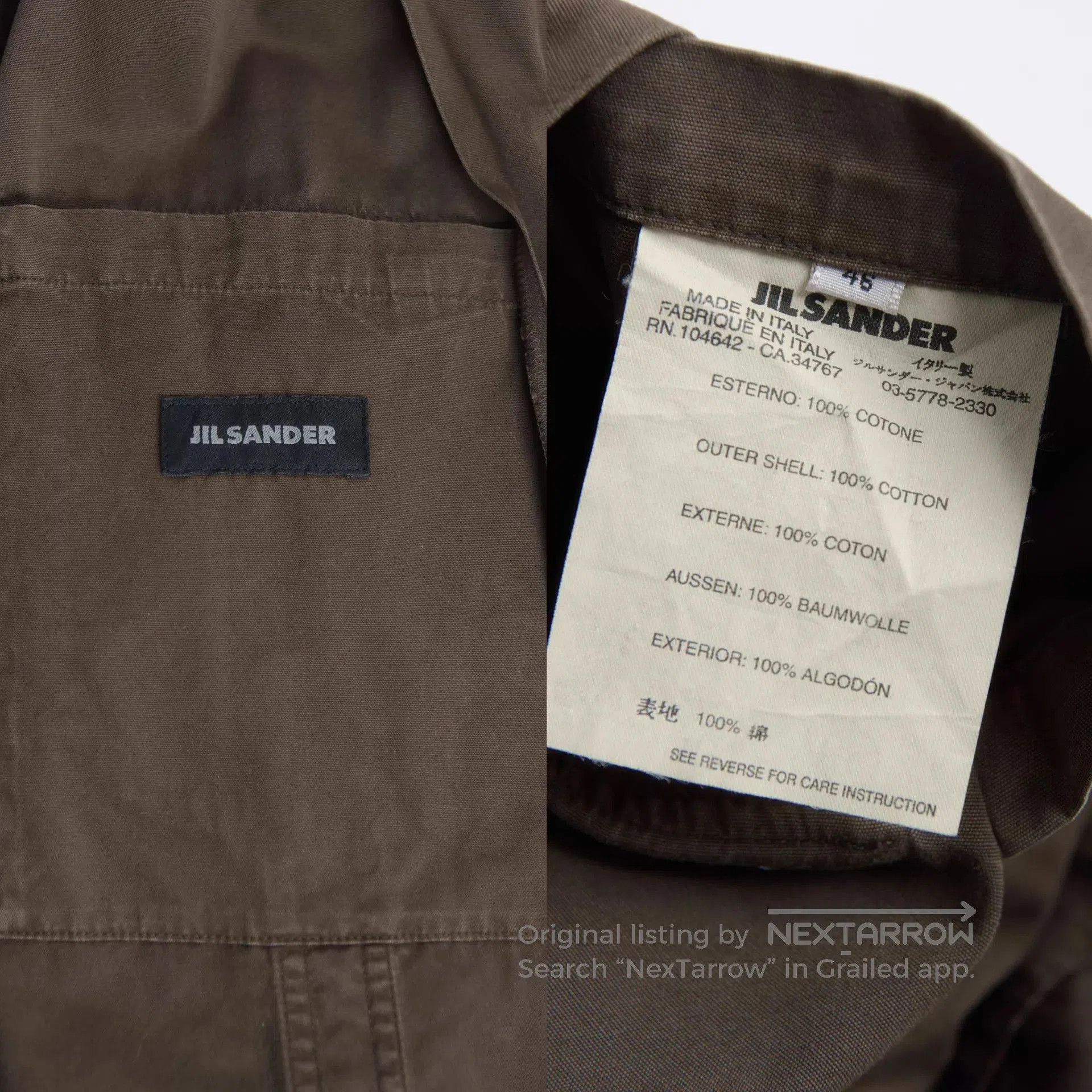 Jil Sander Brown Lightweight Button-Front Jacket Size S. Size US S / EU 44-46 / 1 - 9 Thumbnail