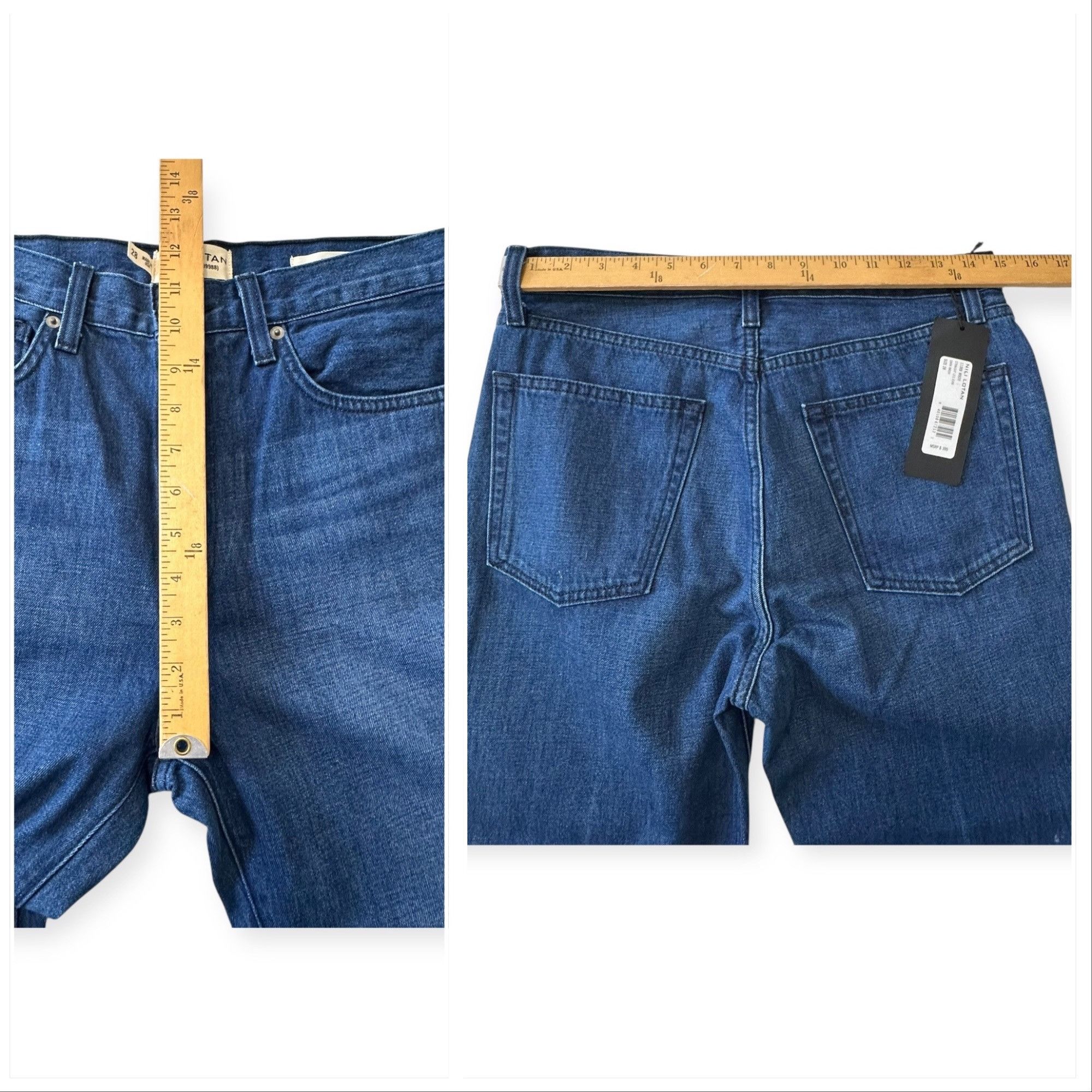 Nili Lotan Nili Lotan Straight Leg Jeans Dark Wash Blue Denim Mid-Rise, Size 28" / US 6 / IT 42 - 12 Thumbnail