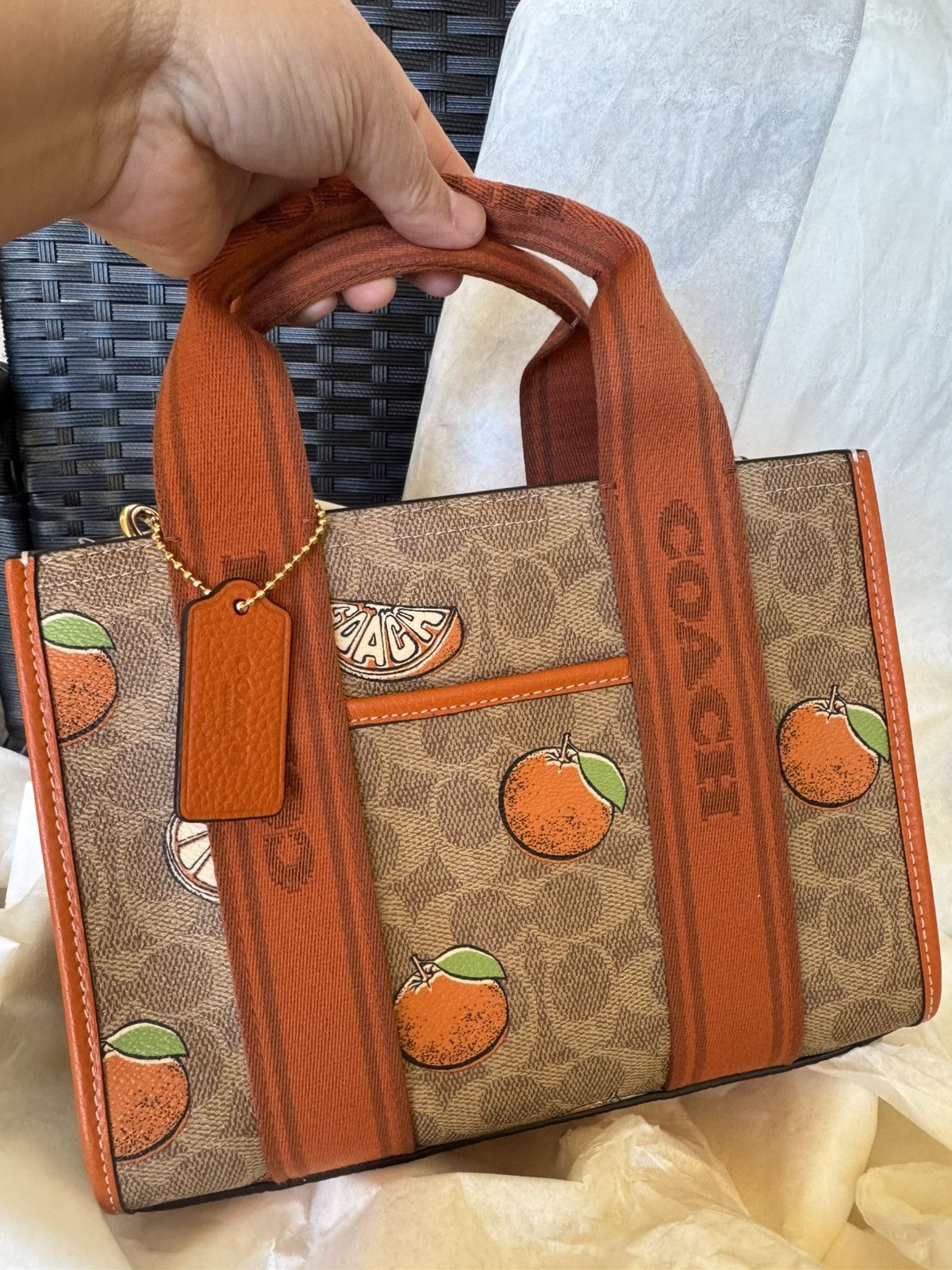 Coach NWT COACH Smith Tote Bag 24 With Orange Print CAR81 Size ONE SIZE - 2 Thumbnail