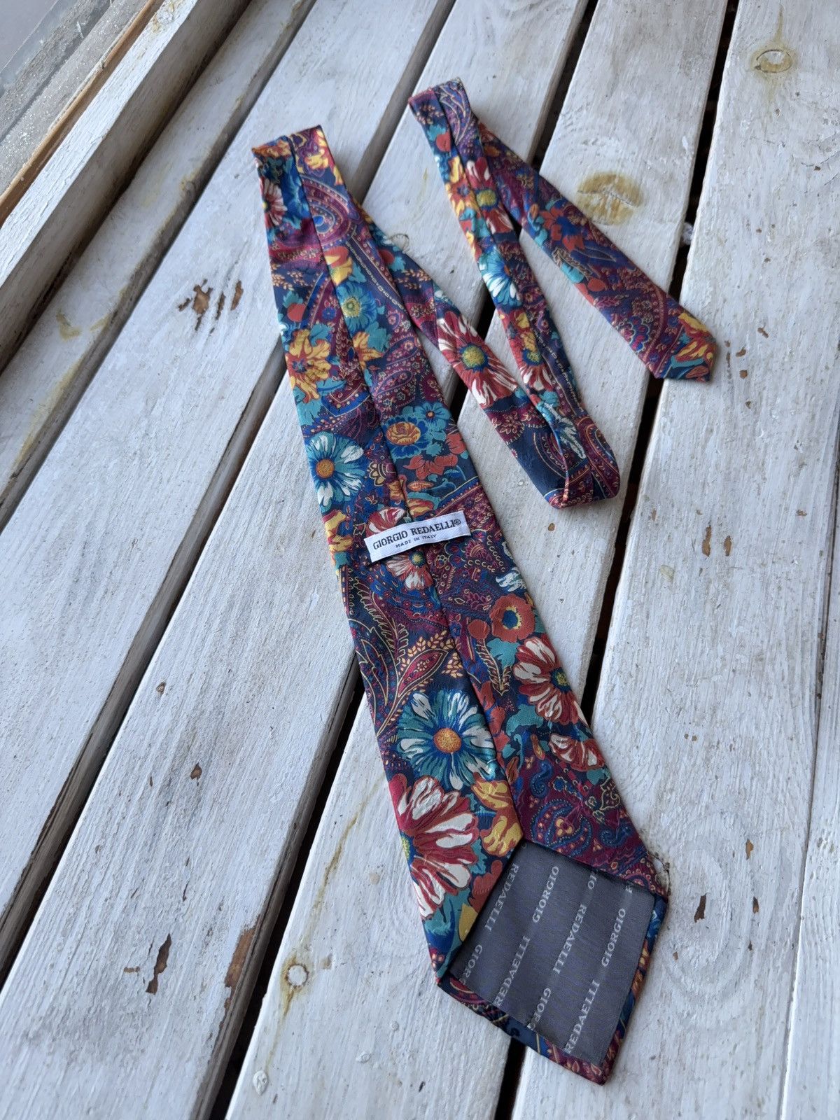 Designer × Vintage Vintage Giorgio Redaelli Floral Tie Italy 90s Silk Bold Size ONE SIZE - 5 Thumbnail