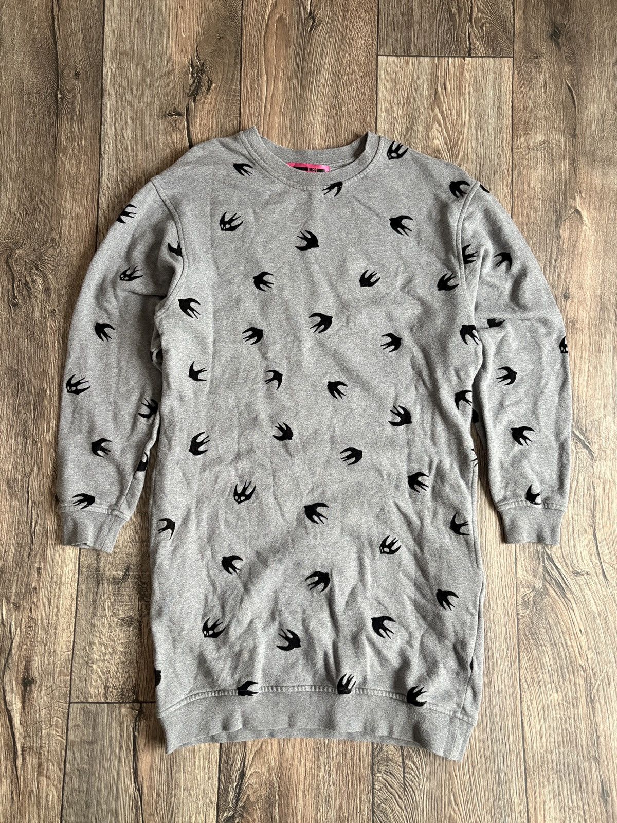Alexander McQueen Swallow Long Dress Sweatshirt All over