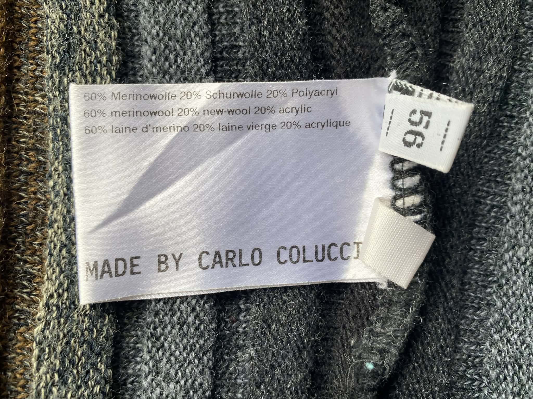 Carlo Colucci Carlo Colucci Men 3D Knit Multicolor Wool Stripe Golden Size US XL / EU 56 / 4 - 6 Thumbnail