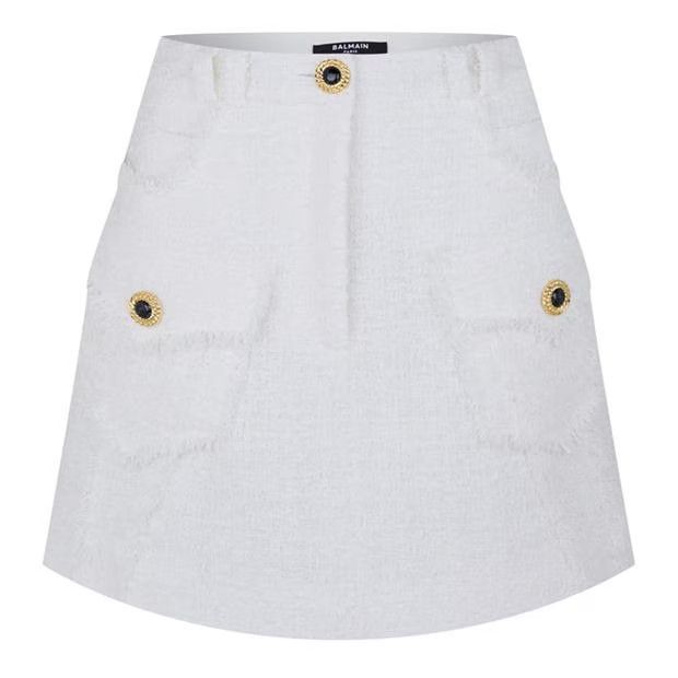 Balmain o1g2r1mq0924 Mini Skirt in Blanc Size 27" / US 4 / IT 40 - 4 Thumbnail