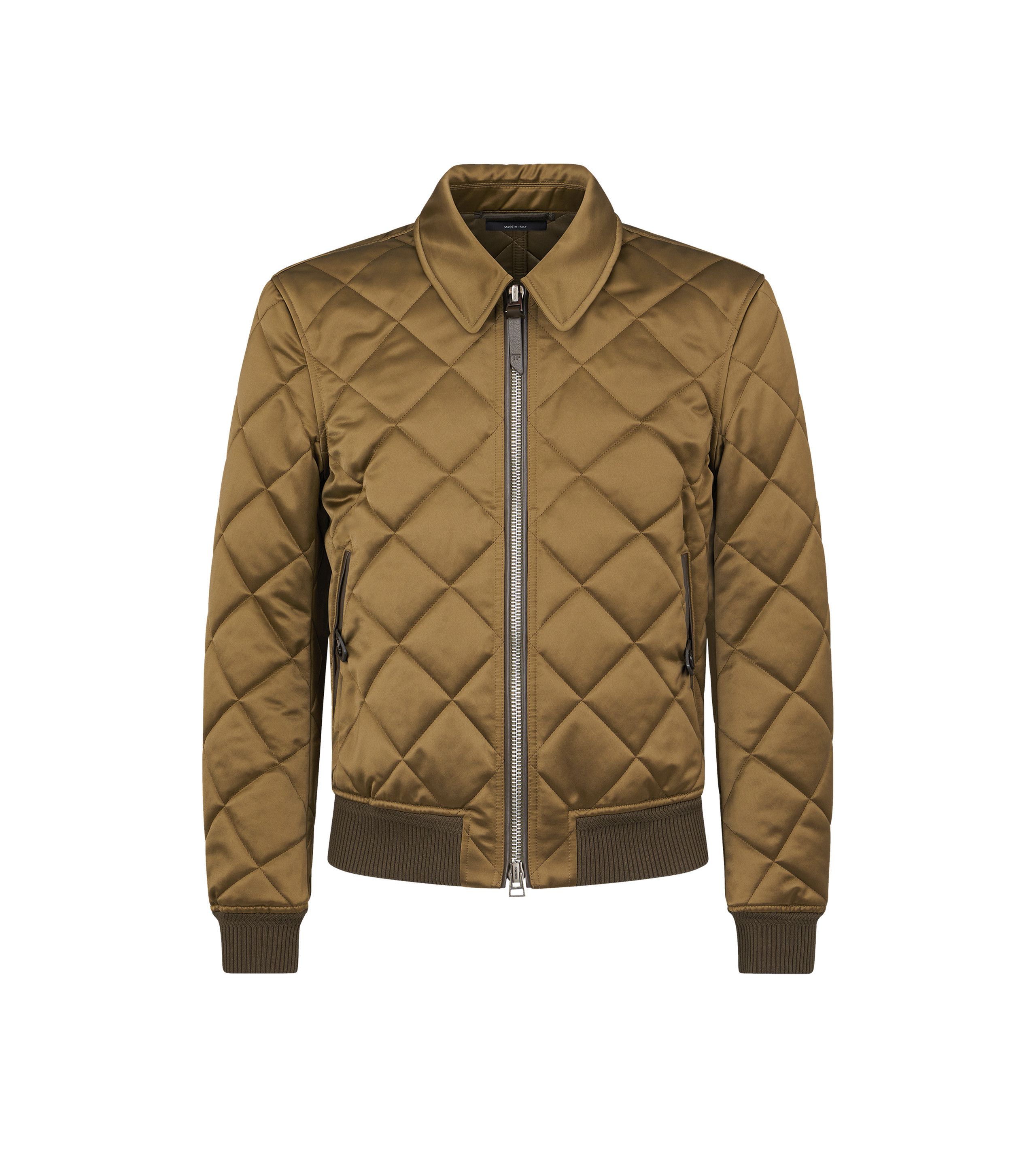 Tom Ford o1w1db10425 Satin Quilted Collar Blouson Jacket in Brown Size US S / EU 44-46 / 1 - 1 Thumbnail