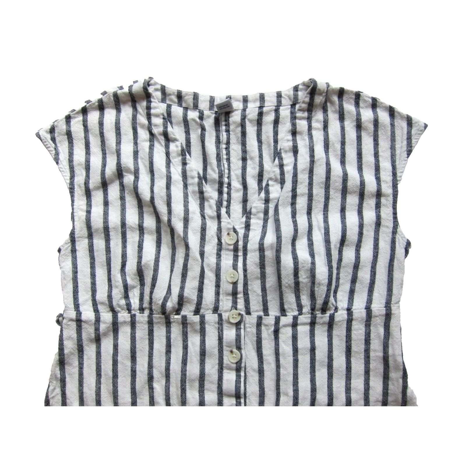 Old Navy Old Navy Linen Black White Stripe V-Neck Button Up Cap Sleeve Sheath Dress Small Size S / US 4 / IT 40 - 4 Thumbnail