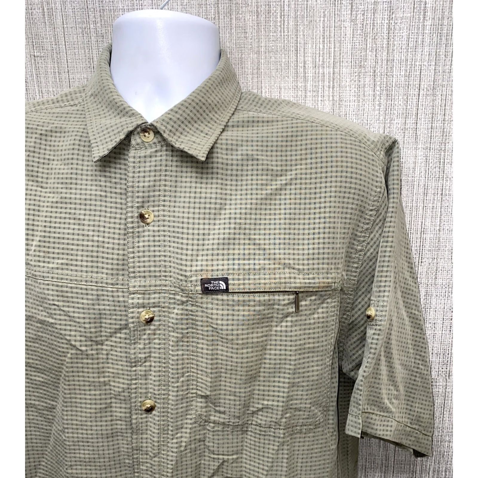 The North Face The North Face Mens Army Green Short Sleeve Fishing Shirt Size M Modal Blend Button-Up Collared Button-Down Army Theme Regular Mens Size US M / EU 48-50 / 2 - 2 Thumbnail