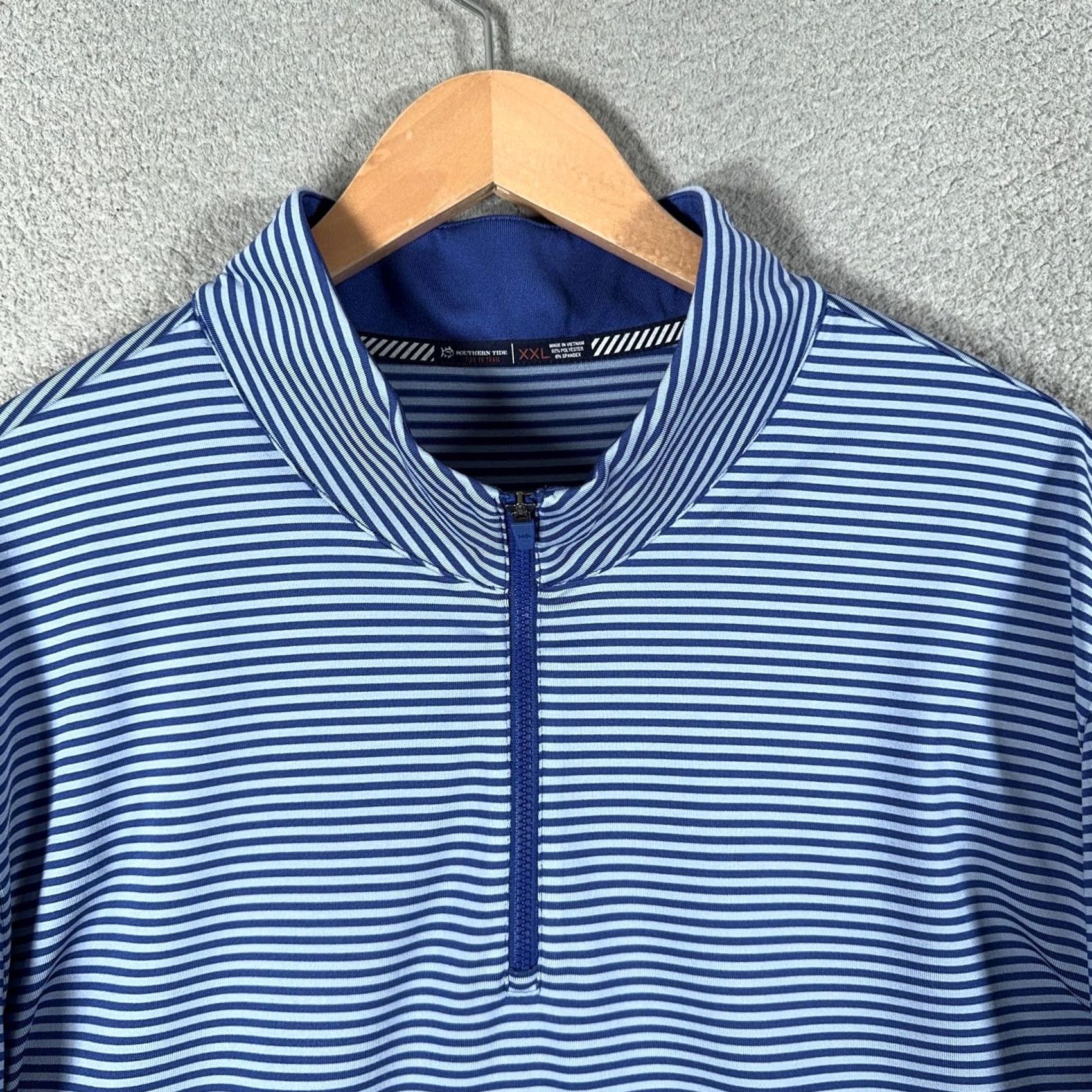 Southern Tide Southern Tide Pullover Mens 2XL Blue Striped Quarter Zip Performance Golf T3 Size US XXL / EU 58 / 5 - 4 Thumbnail