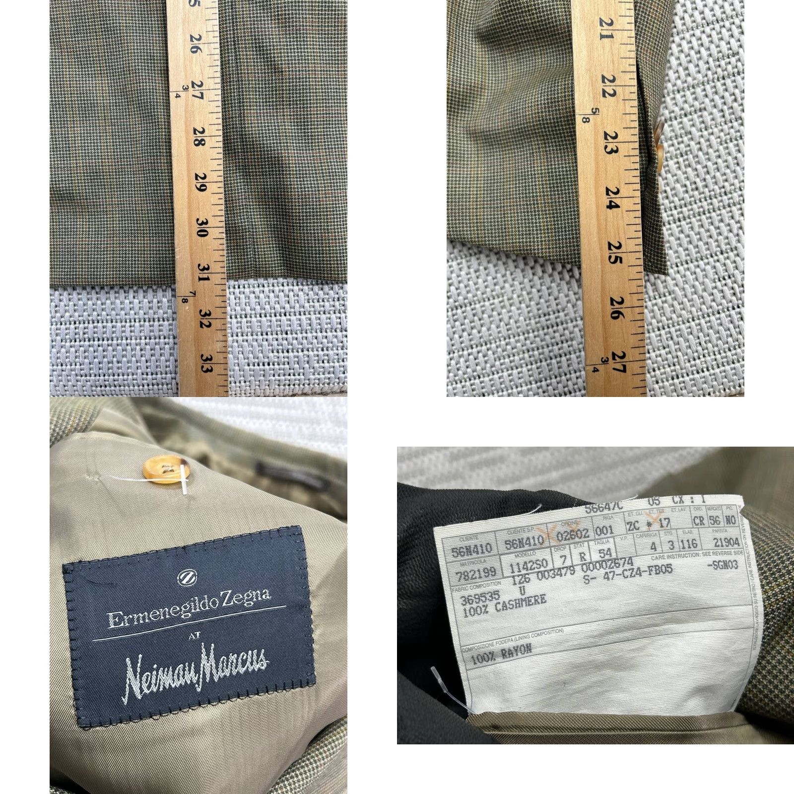 Ermenegildo Zegna Ermenegildo Zegna Suit Jacket Men 44 Green Plaid Cashmere 2 Piece Modern Notch Single-Breasted Casual Senior? Size 44R - 8 Thumbnail
