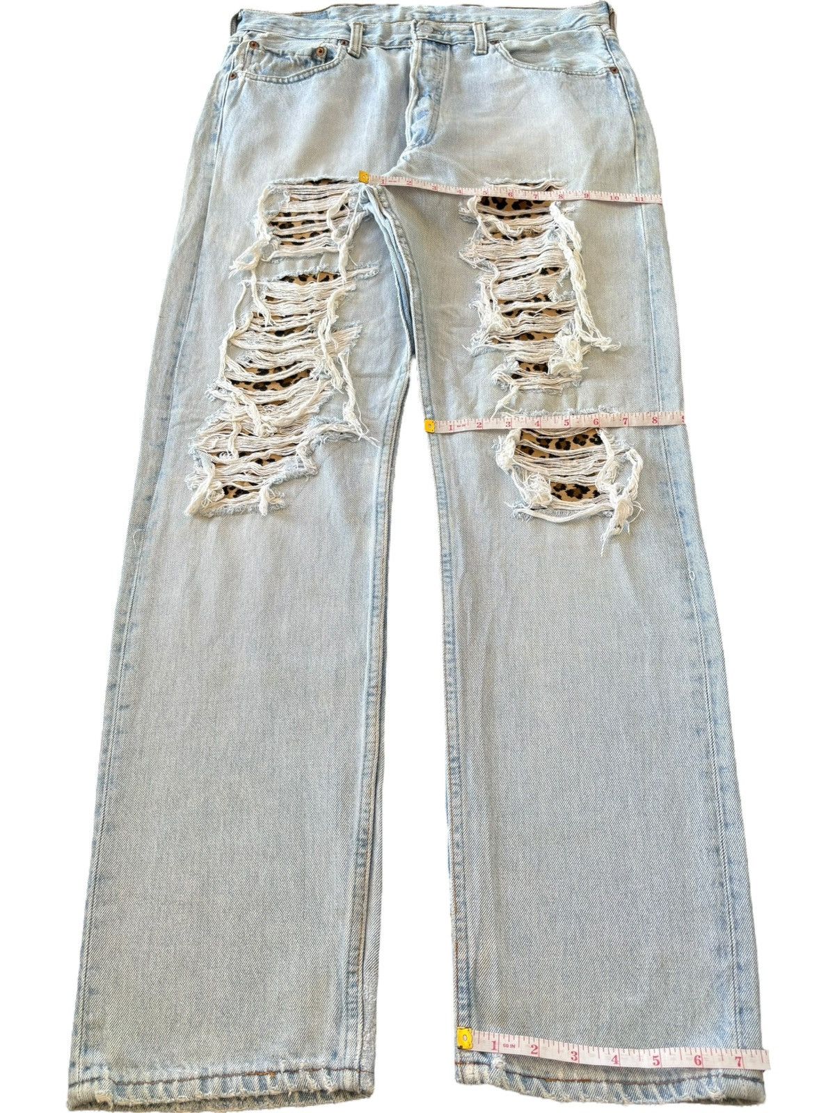Levi's Vintage 90s Levis 501 Leopard Patched Distress Loose Jeans Size 33" - 9 Thumbnail