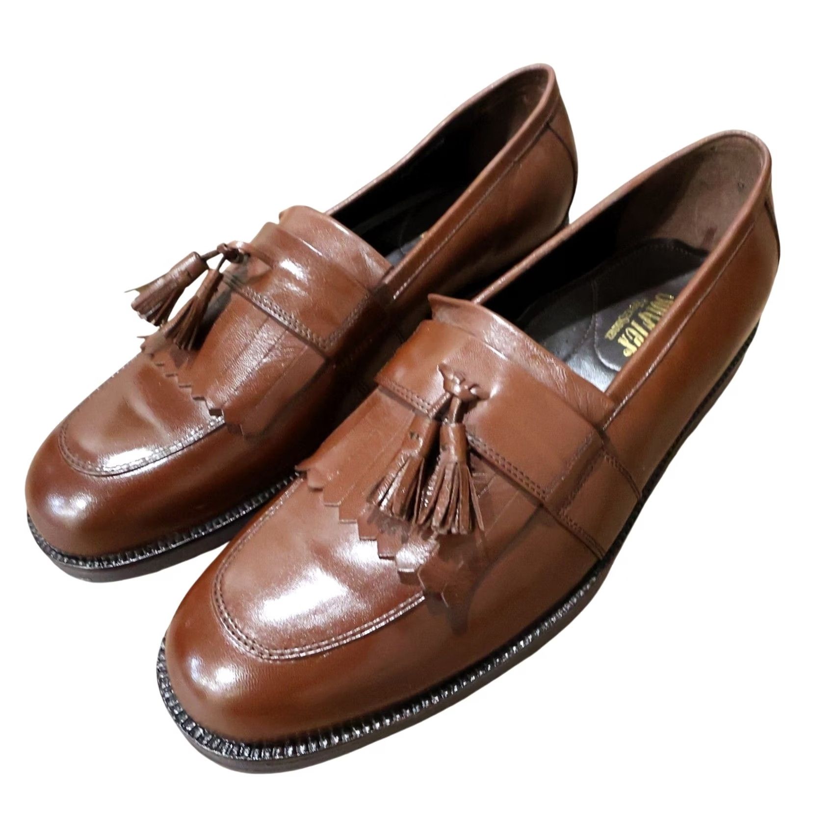 Vintage French Shriner Mens 13 Loafers Leather Tan Brighton Kiltie Tassel Slip On Dress Size US 13 / EU 46 - 3 Thumbnail