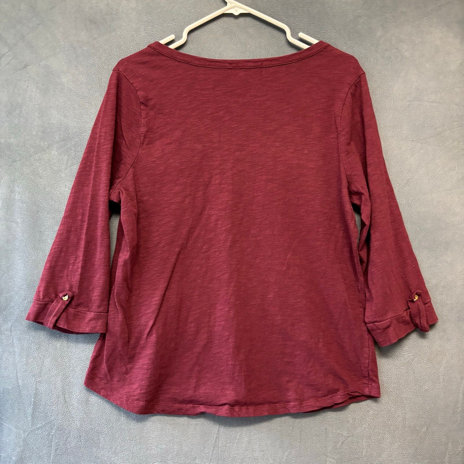 Other Carolyn Taylor Burgundy Henley Top Roll Tab Sleeves Women XL Size XL / US 12-14 / IT 48-50 - 2 Thumbnail
