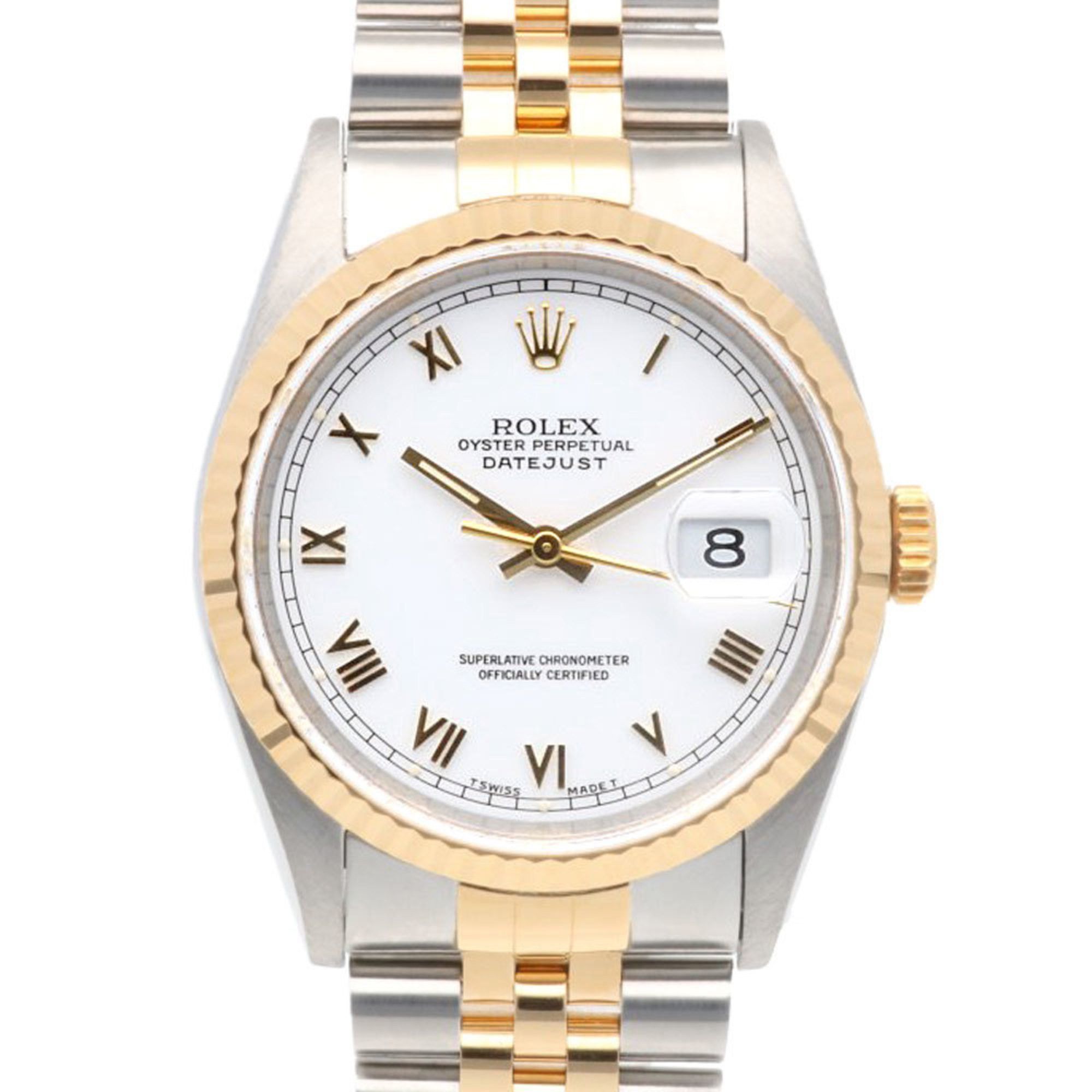 Rolex Datejust Oyster Perpetual Watch Stainless Steel 16233 Automatic Men's Rolex X-Serial 1991 Model Roman Numerals Overhauled in White