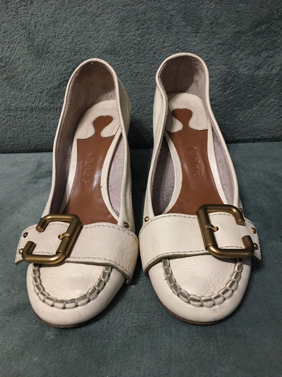 Chloe CHLOE Leather Ivory Beige Buckle Heels Pumps EU 38 Size US 8 / IT 38 - 3 Thumbnail