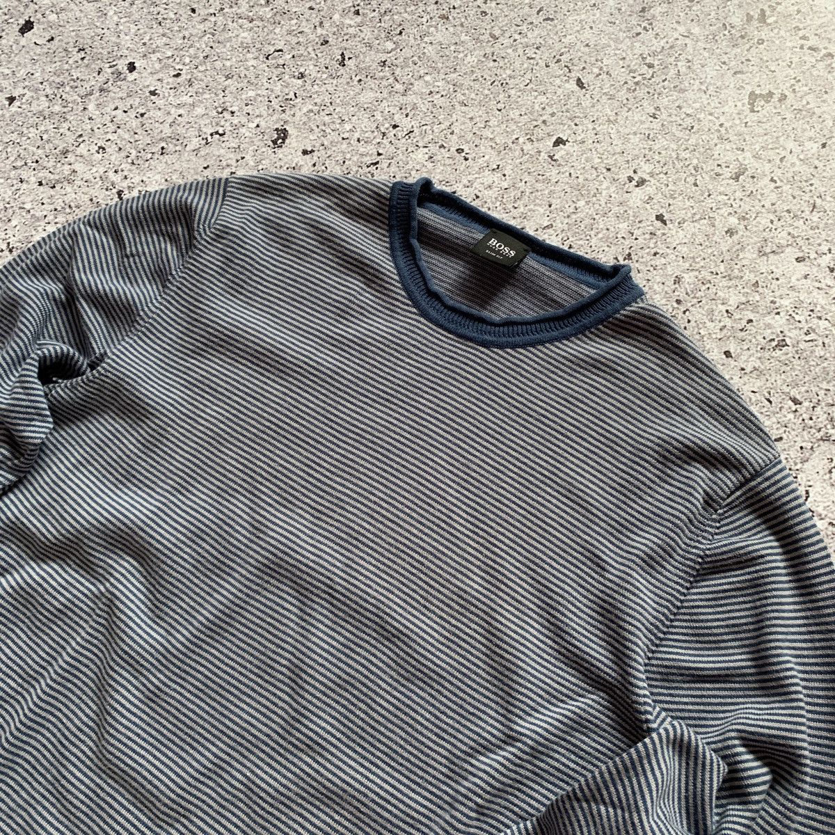 Hugo Boss Hugo Boss Sweater Cotton Striped Blue&Gray Slim Fit Designer Size US S / EU 44-46 / 1 - 2 Thumbnail